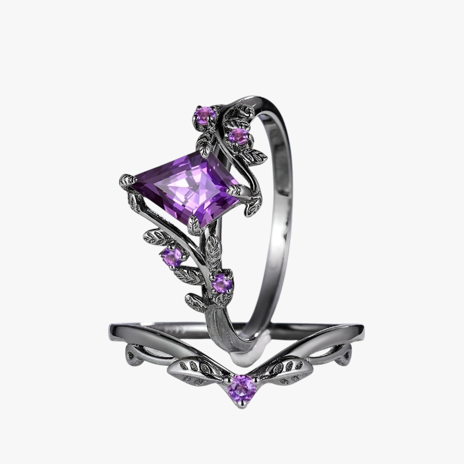 Anello Gotico Viola Uomo, Set Anelli Impilabili Stile Dark/Punk - - anelli anelli impilabili goth impilabili jewelry Ring Rings stile uomo women ring - Concept Palermo