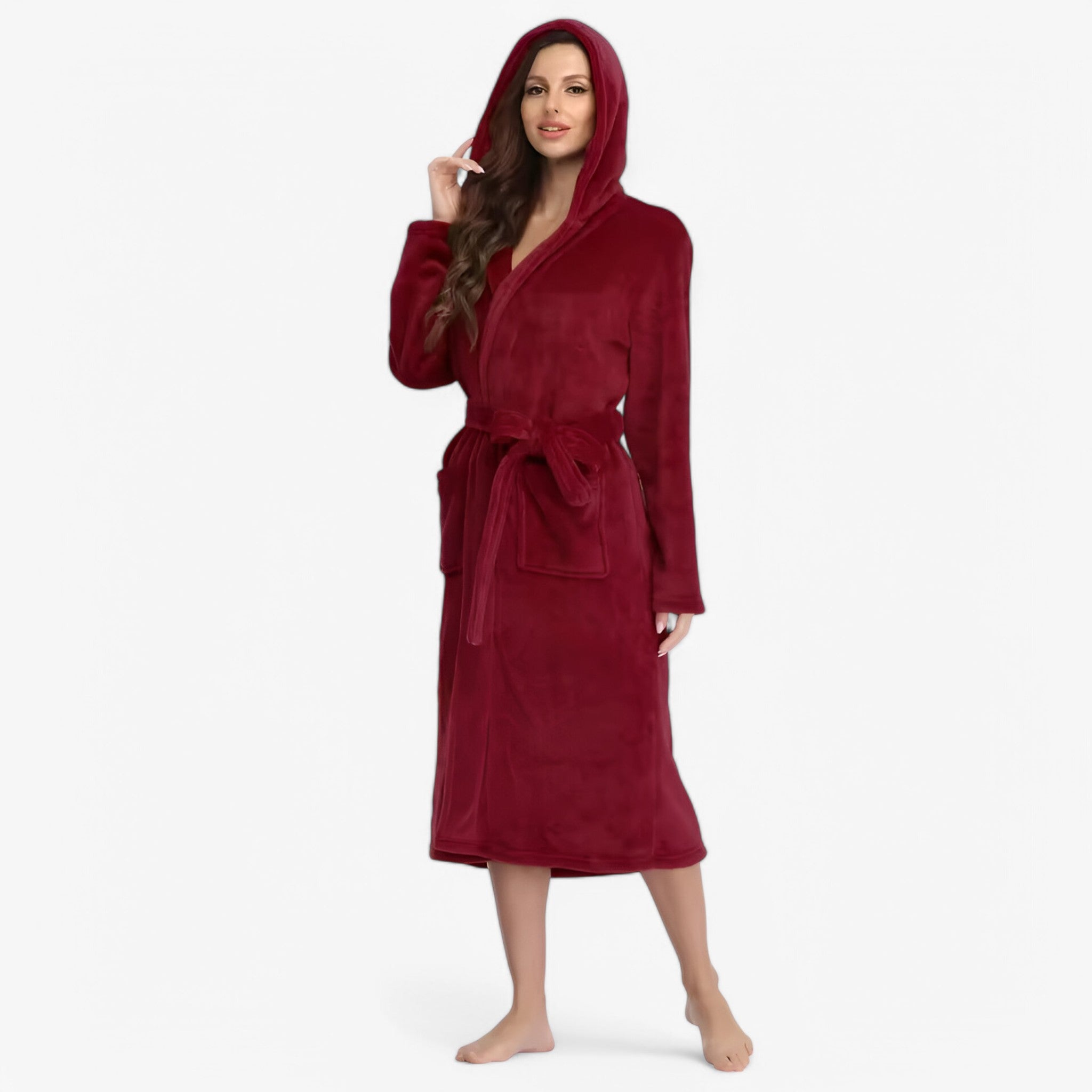 Accappatoio in Fleece Morbido e Caldo Donna - Rosso vino - accappatoio accappatoio fleece amalie | accappatoio in fleece morbido e caldo - € caldo donna fleece - Concept Palermo