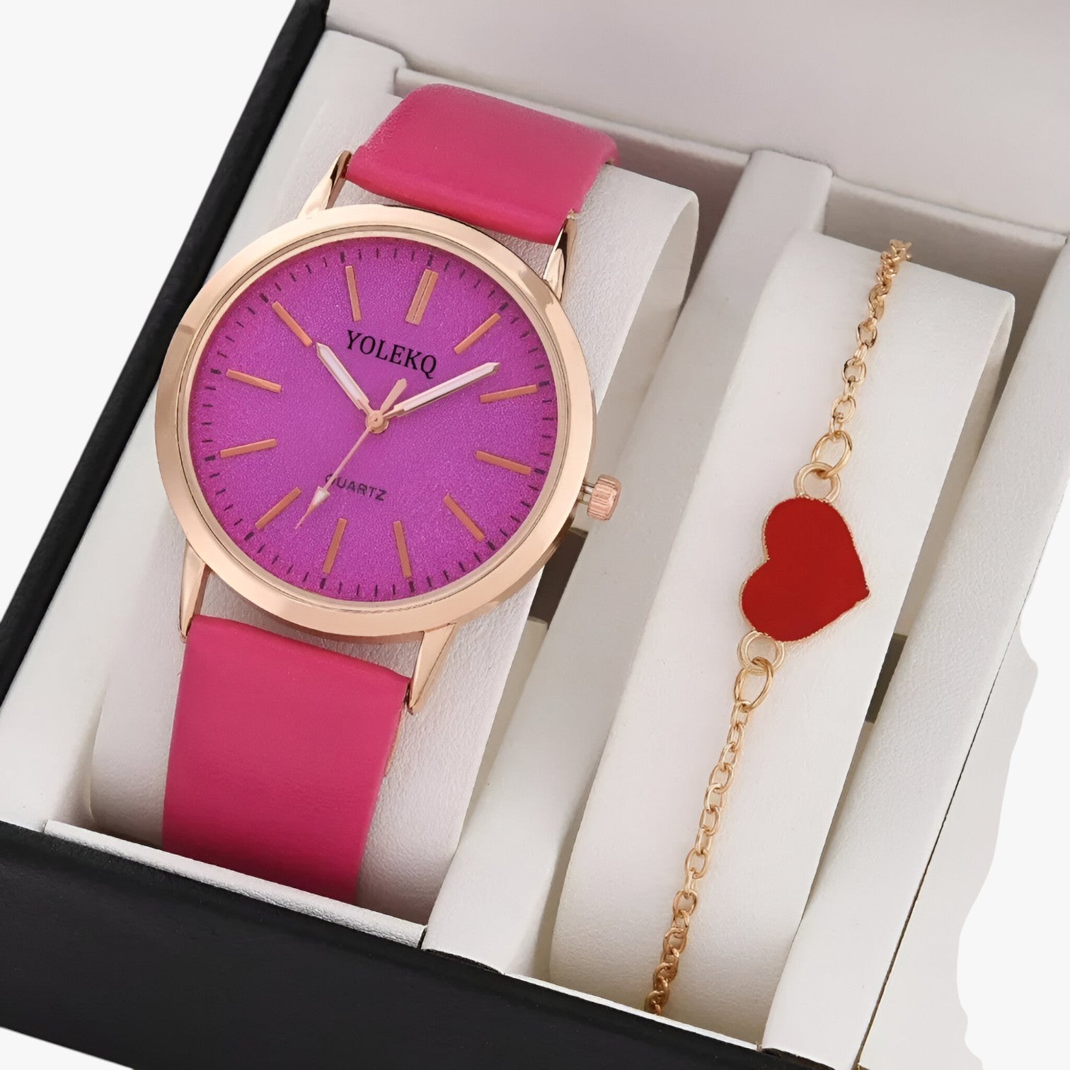 Set Eleganza Femminile 2 Orologi da Donna in Pelle e Bracciale, Stile Lusso al Polso - Rose - bracciale donna eleganza eleganza femminile female watch femminile ladies watch orologi pelle polso watch watch for women watches wrist watches for women - Concept Palermo