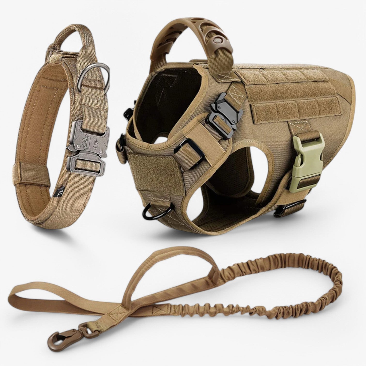 Imbracatura Tattica Militare Nera Regolabile in Nylon per Cani Grandi con Gilet e Maniglia - Set Marrone - addestramento attrezzatura cani confortevole dog DOG SUPPLIES donna imbracatura imbracatura tattica pets & supplies - Concept Palermo