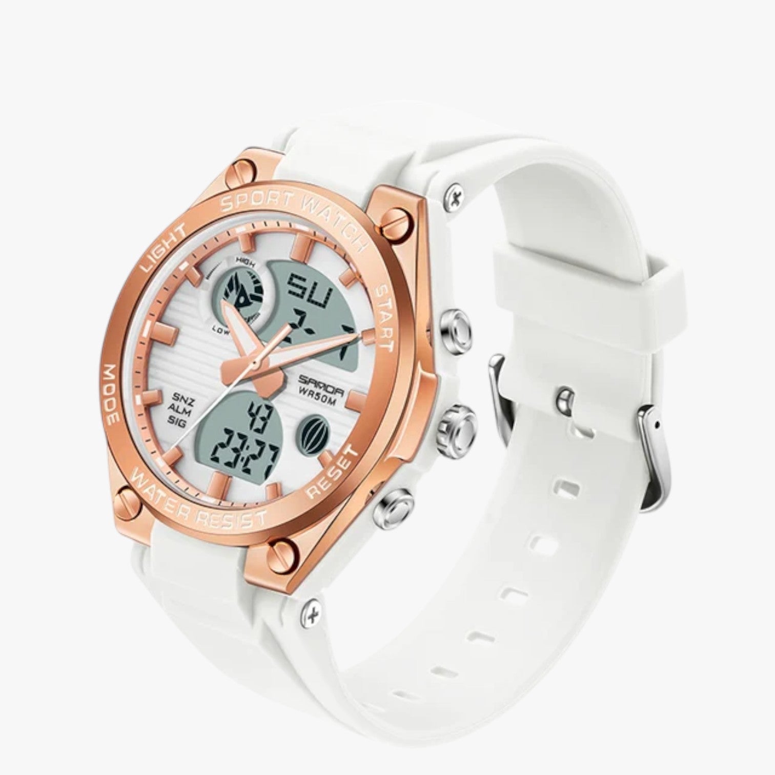 Orologio Sportivo Digitale da Donna Impermeabile con Cinturino in Silicone Nero - Rosa Bianco - donna female watch impermeabile ladies watch orologio orologio sportivo sportivo watch watch for women watches wrist watches for women - Concept Palermo