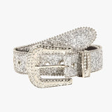 Modieuze Glanzende Leren Riem met Studs Dames