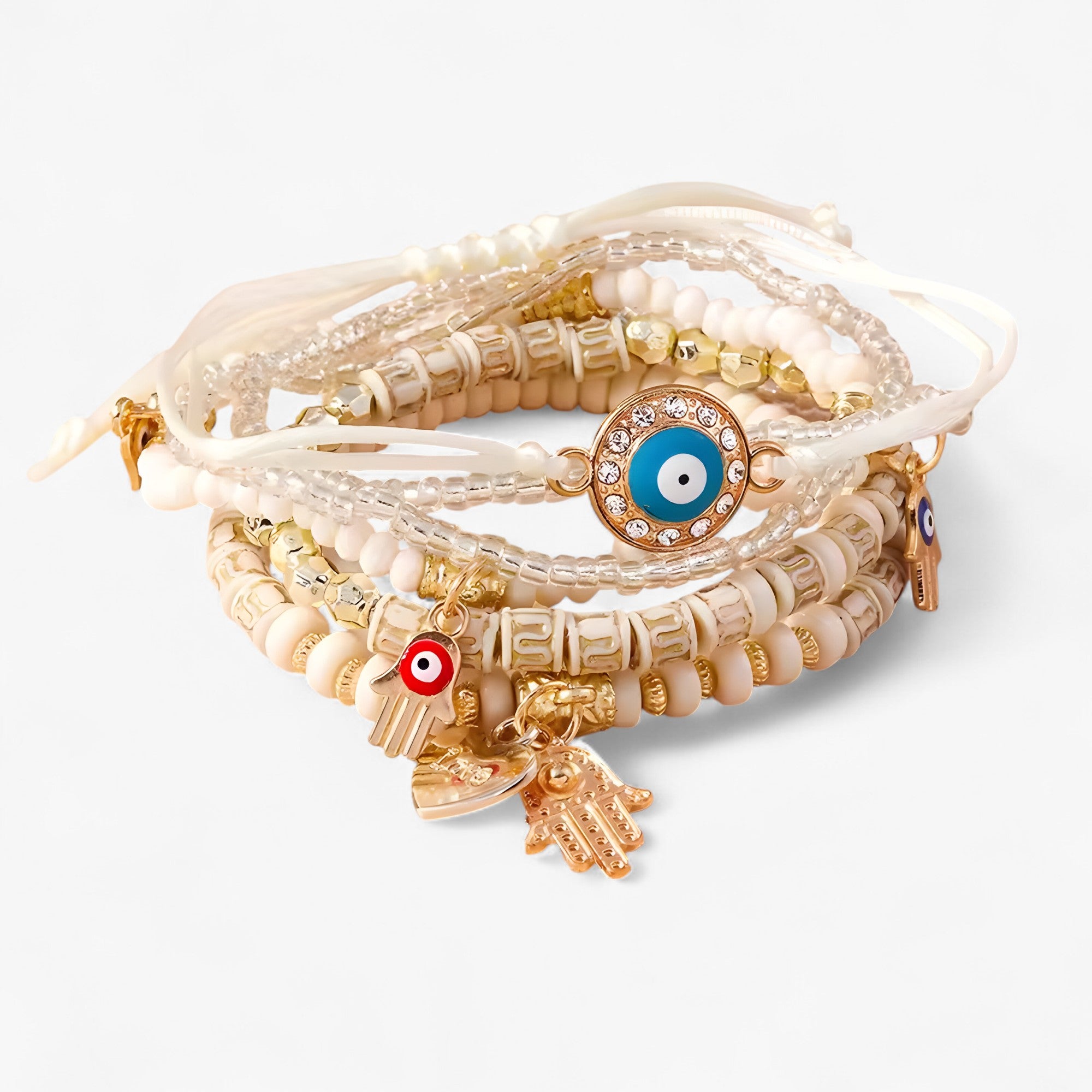 Braccialetto di perline multi-stile Charmed Essence con accenti Mano di Fatima - - accenti braccialetto braccialetto perline CHANGE charmed essence fatima Jewellery jewelry mano - Concept Palermo