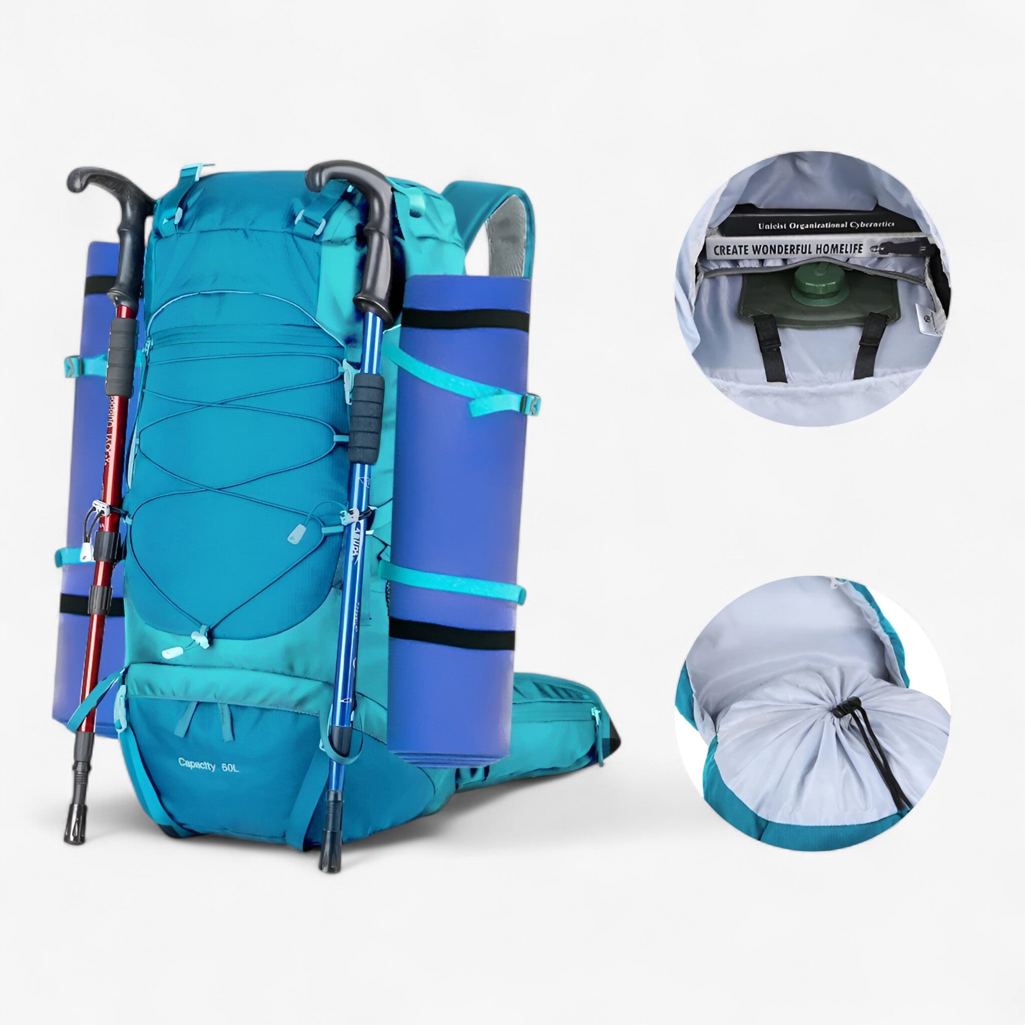 Zaino da trekking 50L in nylon impermeabile per viaggi avventurosi - - 50L backpacks avventurosi Backpacks bags hiking backpacks impermeabile nylon trekking viaggi zaino zaino trekking - Concept Palermo