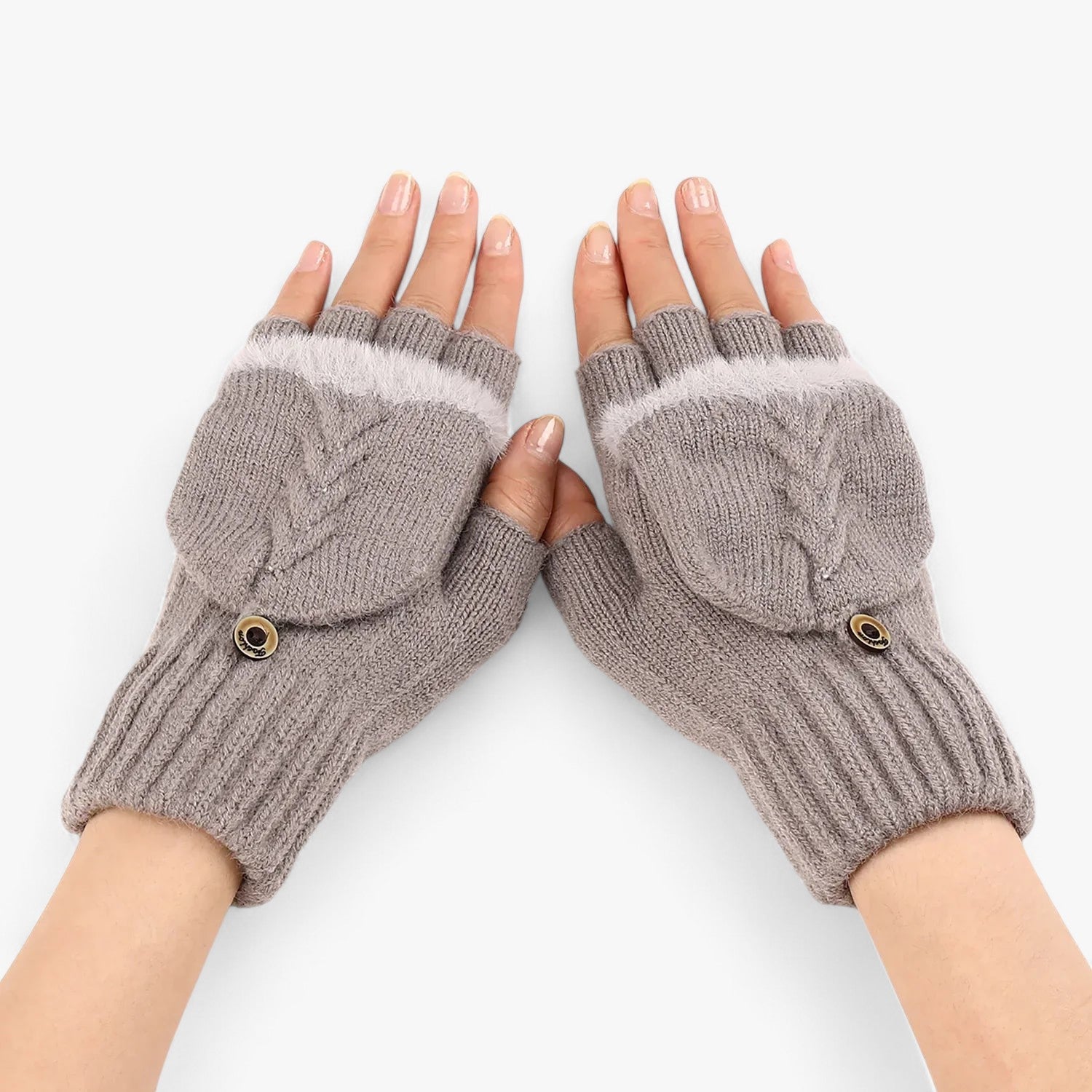 Guanti da donna in maglia spessa e pieghettata, per il freddo - Cachi Taglia unica - donna freddo gloves & mittens guanti guanti donna maglia pieghettata spessa - Concept Palermo