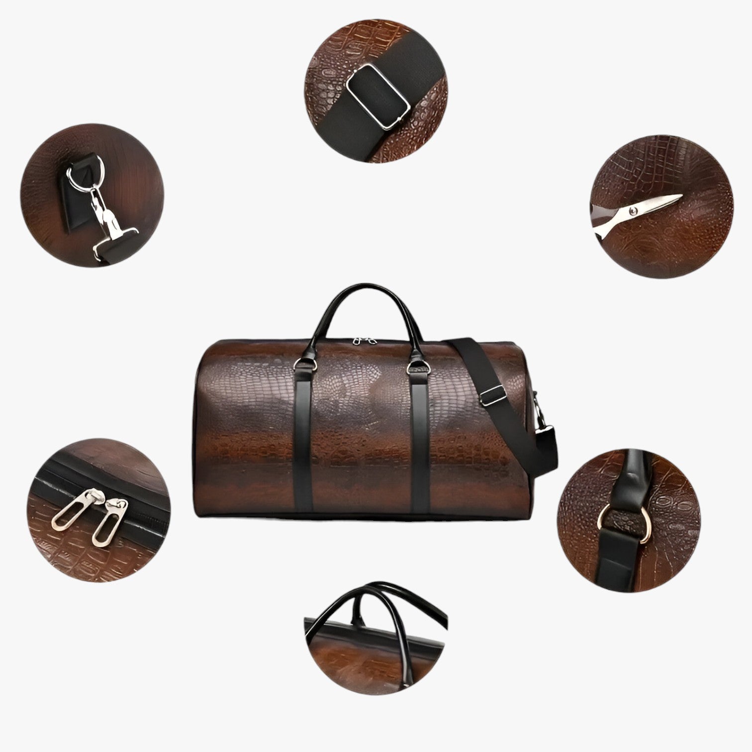 Borsa da Viaggio Grande in Pelle Marrone, Resistente e Capiente, per Uomo e Donna - - Bags borsa borsa viaggio capiente duffel bag men bag pelle resistente viaggio - Concept Palermo