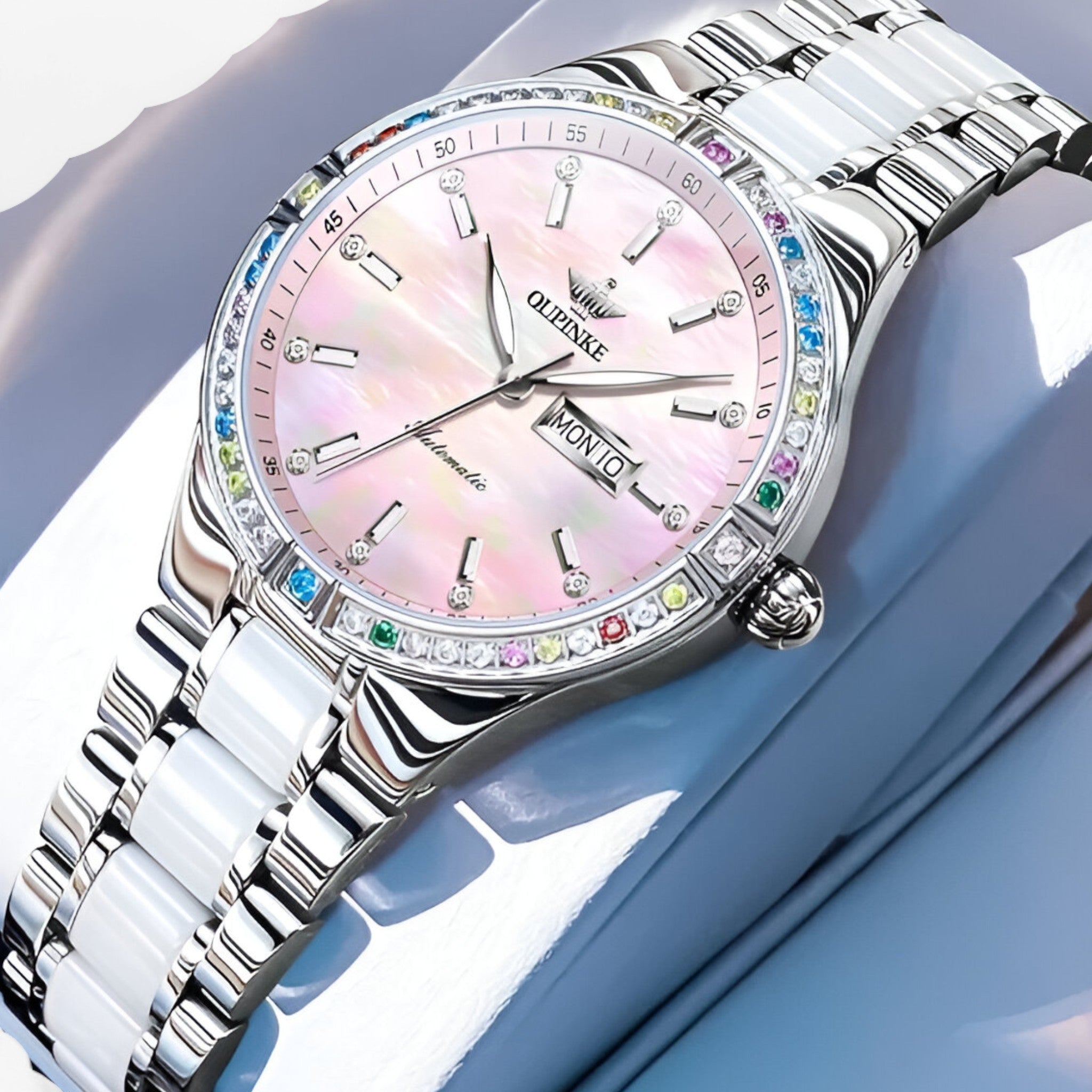 Orologio Automatico da Donna di Lusso Meccanico, Elegante, con Bracciale in Acciaio Inox - Rosa - automatico donna female watch meccanico movimento orologio orologio automatico watch for women watches - Concept Palermo