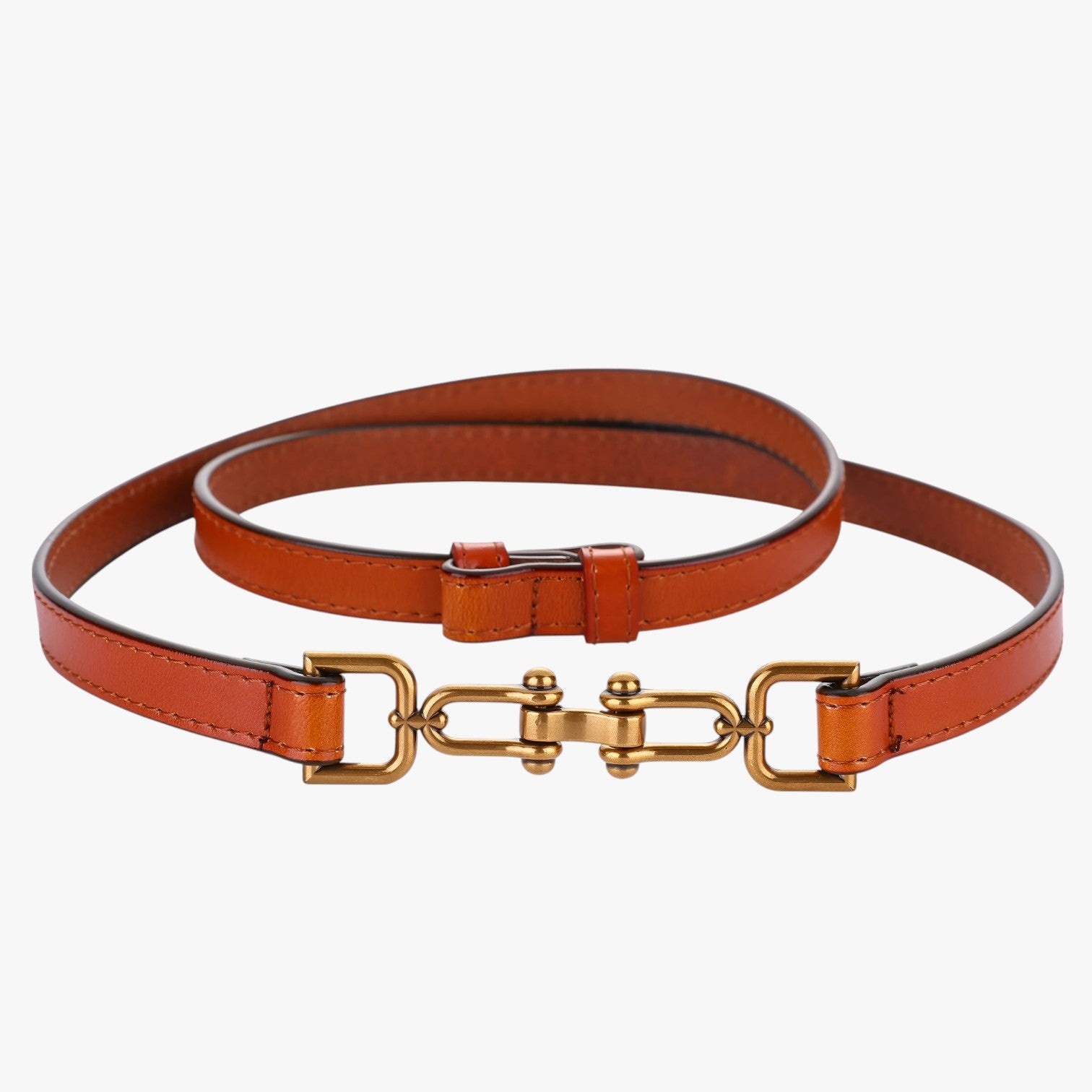 Cintura Sottile in Vera Pelle Nera da Donna Stile Coreano Elegante - Marrone 97cm CINA - Belts cintura cintura sottile coreano pelle sottile stile waist belt for women Womens belt - Concept Palermo