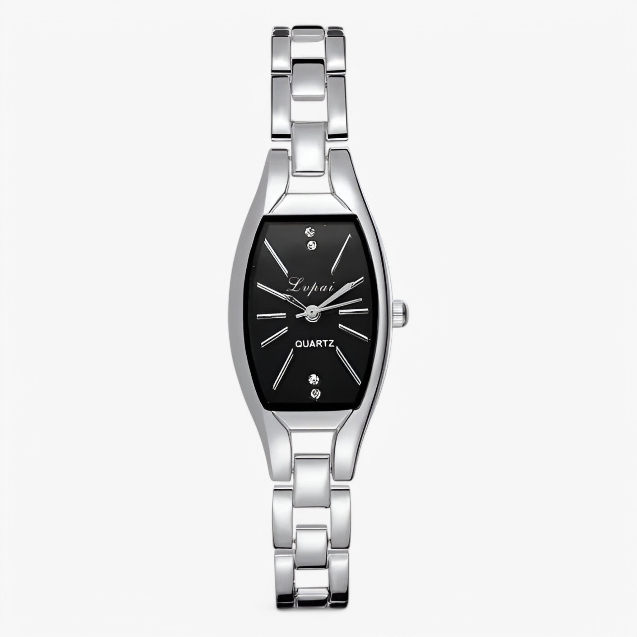 Orologio da donna minimalista con piccolo quadrante e dettagli in diamanti - Argento Nera - dettagli diamanti donna female watch minimalista orologio orologio donna quadrante watch for women watches - Concept Palermo