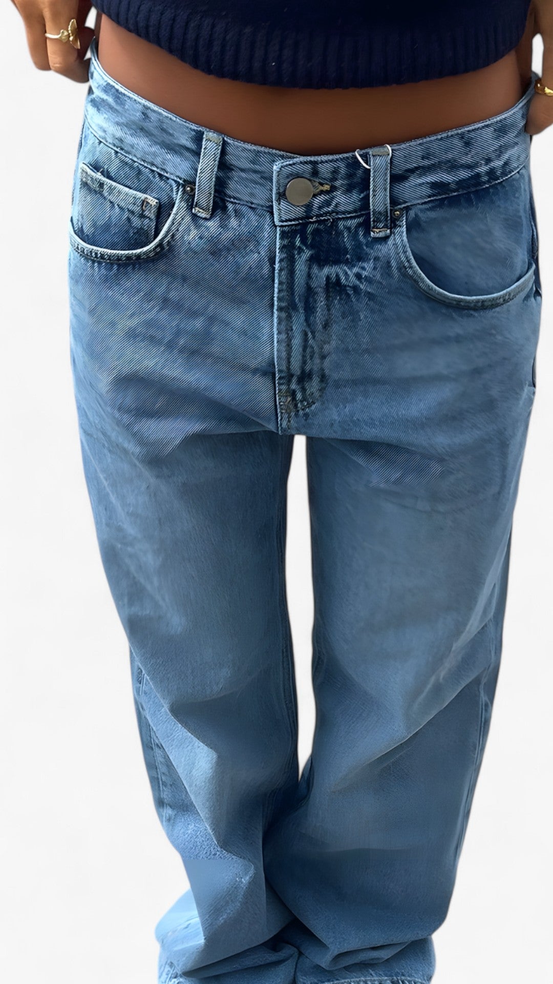 Jeans Donna Slim Fit Vita Bassa Blu con Stampa Stelle Casual - - bassa donna jeans jeans vita pants pants for women stampa stelle vita - Concept Palermo