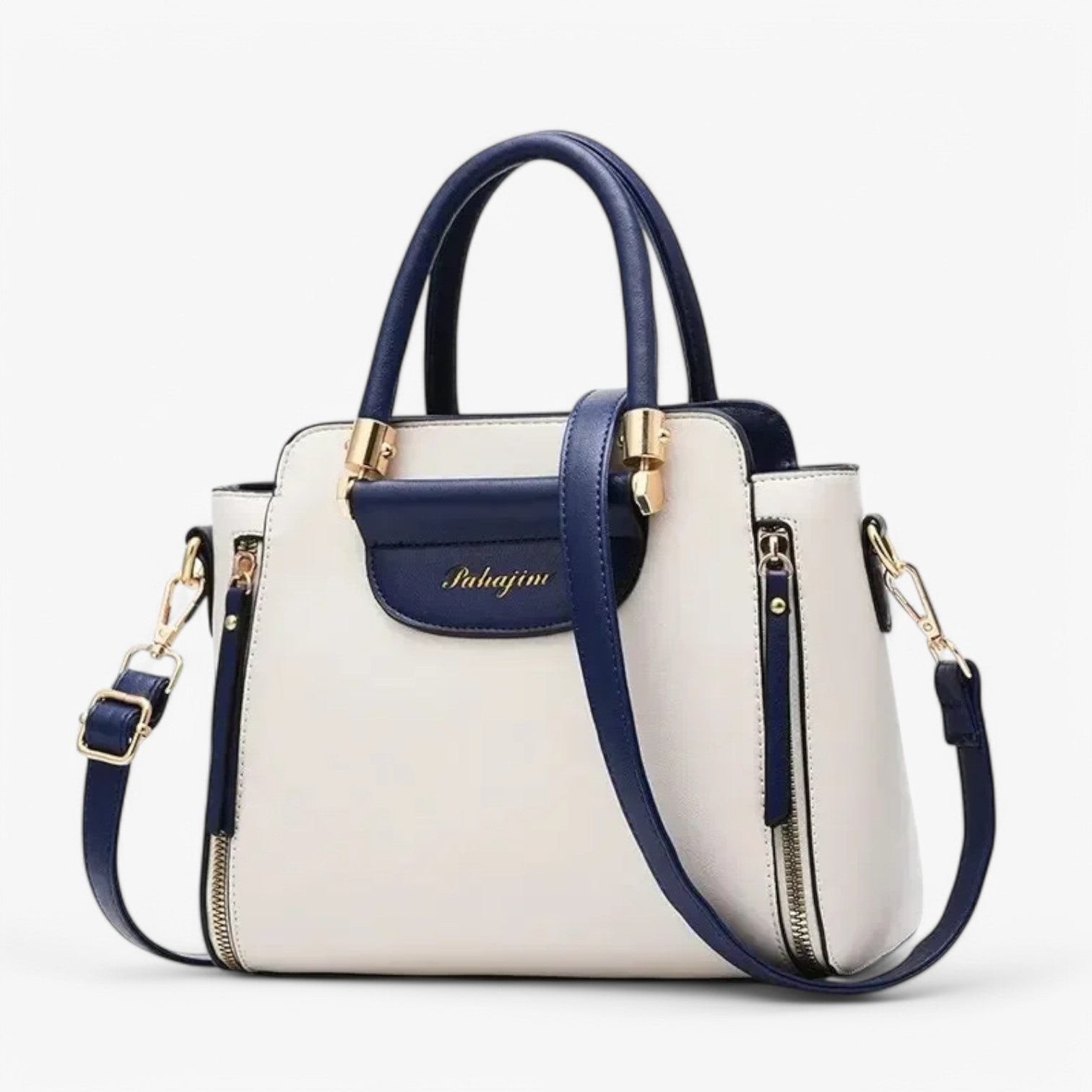 Borsa Donna Grande in Pelle PU Nera/Beige Elegante per Lavoro, Ufficio, Università - - Bags borsa borsa mano chic contrasto handbags lavoro mano professionale women bags - Concept Palermo