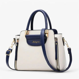 Borsa Donna Grande in Pelle PU Nera/Beige Elegante per Lavoro, Ufficio, Università - Blu Bianco - Bags borsa borsa mano chic contrasto handbags lavoro Linen mano professionale Unisex women bags - Concept Palermo