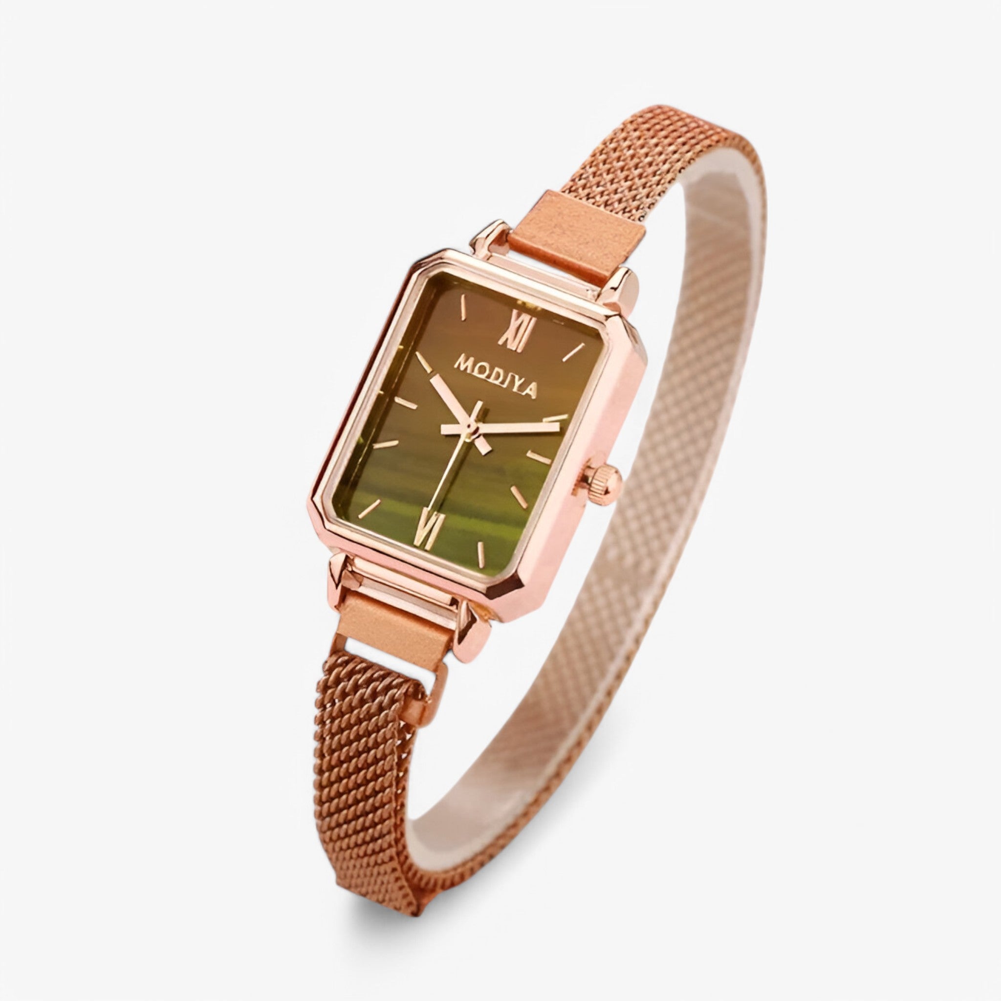 Orologio da donna quadrato con quadrante verde e cinturino magnetico - Marrone - cinturino donna female watch magnetico orologio orologio donna quadrante quadrato watch for women watches - Concept Palermo