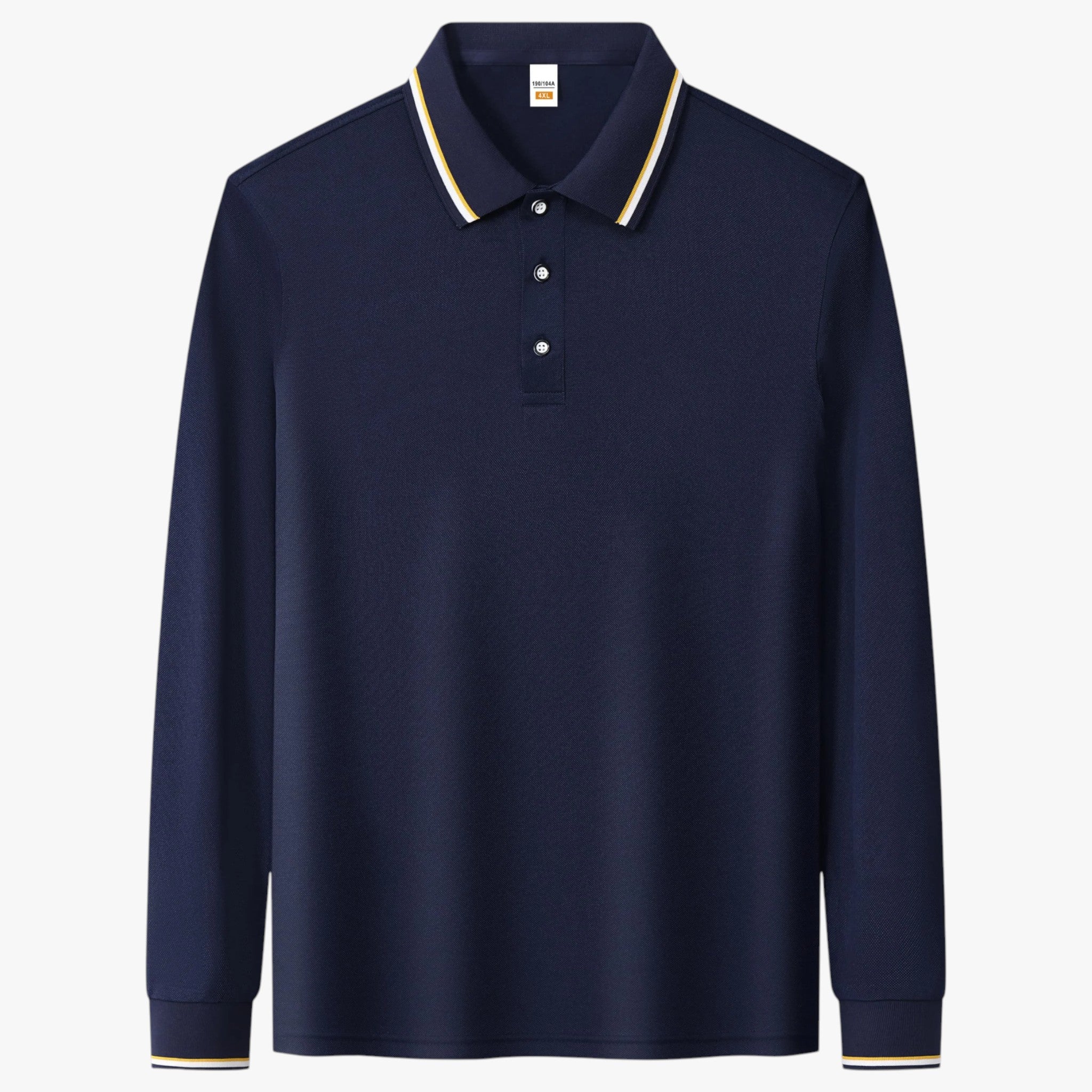 Maglietta Polo da Uomo a Maniche Lunghe - Blu navy - lunghe maglietta maglietta polo maniche men's sweater polo uomo - Concept Palermo