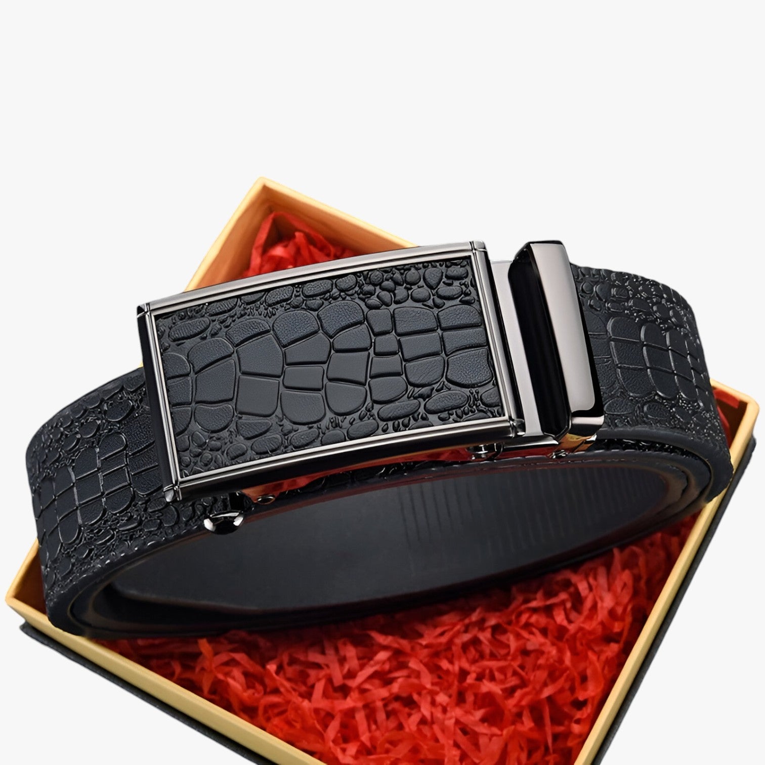 Cintura classica in pelle con texture coccodrillo Uomo - - Belts belts for men cintura cintura classica classica coccodrillo Mens belt pelle texture uomo - Concept Palermo