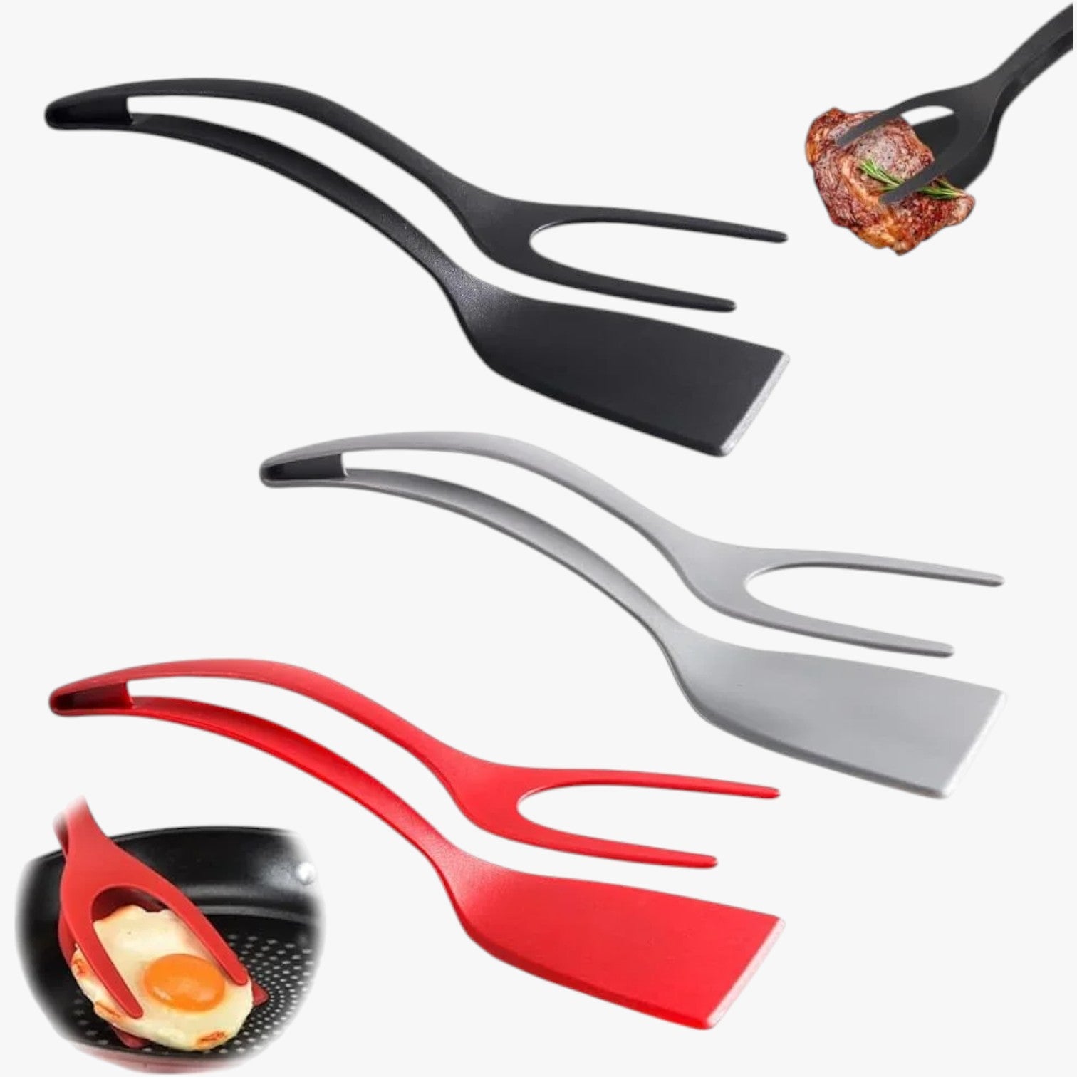 Spatola-pinza in silicone 2-in-1 per uova e pesce - - Kitchen kitchen & dining Kitchen Essentials kitchen tools pesce pinza silicone spatola uova - Concept Palermo