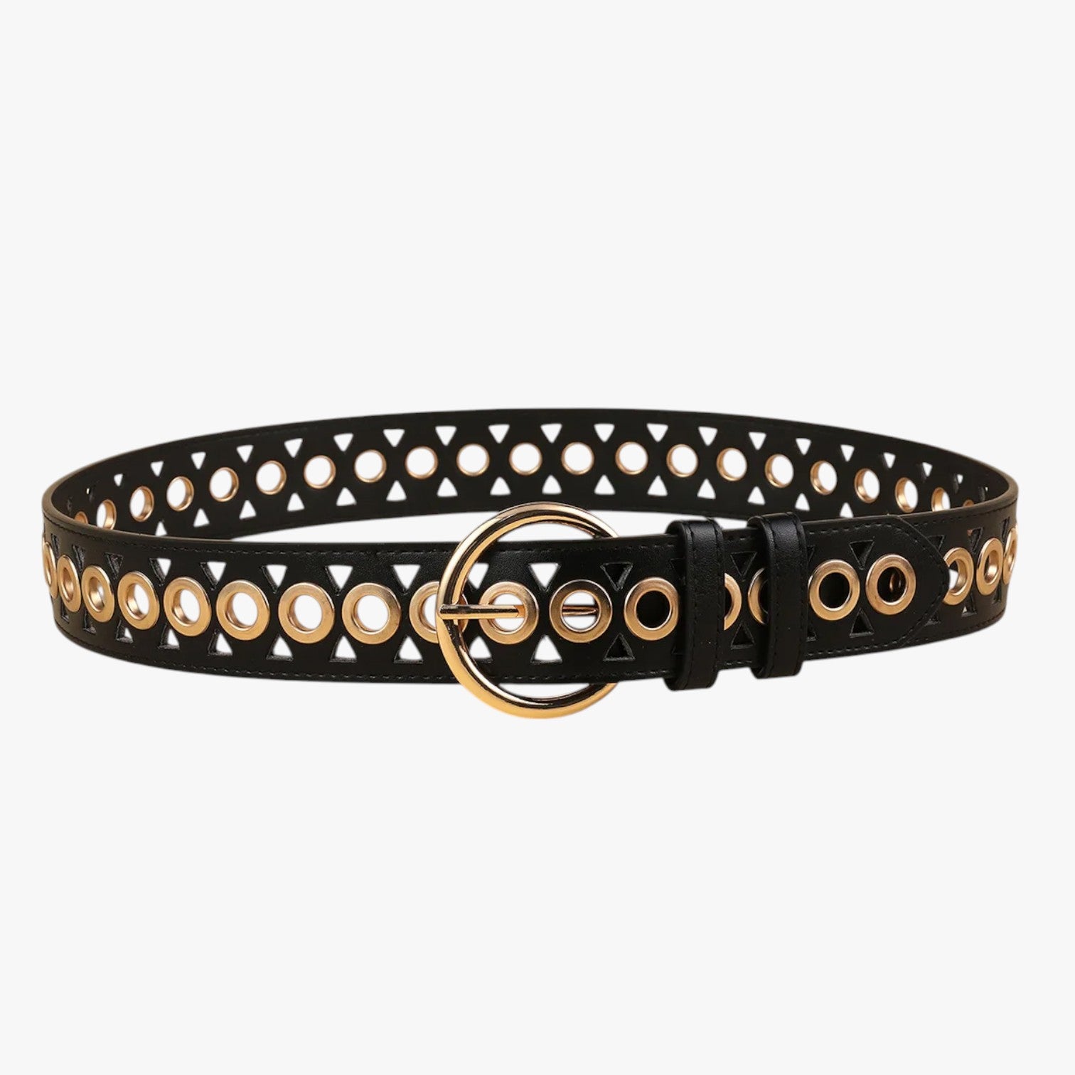 Fascia vita punk in pelle Y2K con fibbia a spillo - Nero 110cm - Belts fascia fascia vita fibbia pelle punk spillo vita waist belt for women Womens belt - Concept Palermo