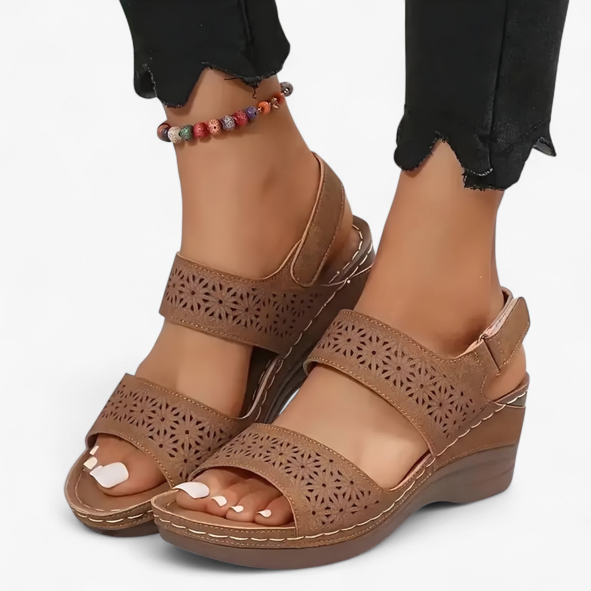 Sandali Ortopedici Estivi Donna in Pelle con Zeppa Comoda - - estivi ortopedici sandalen sandali sandali ortopedici sandals schoenen - Concept Palermo