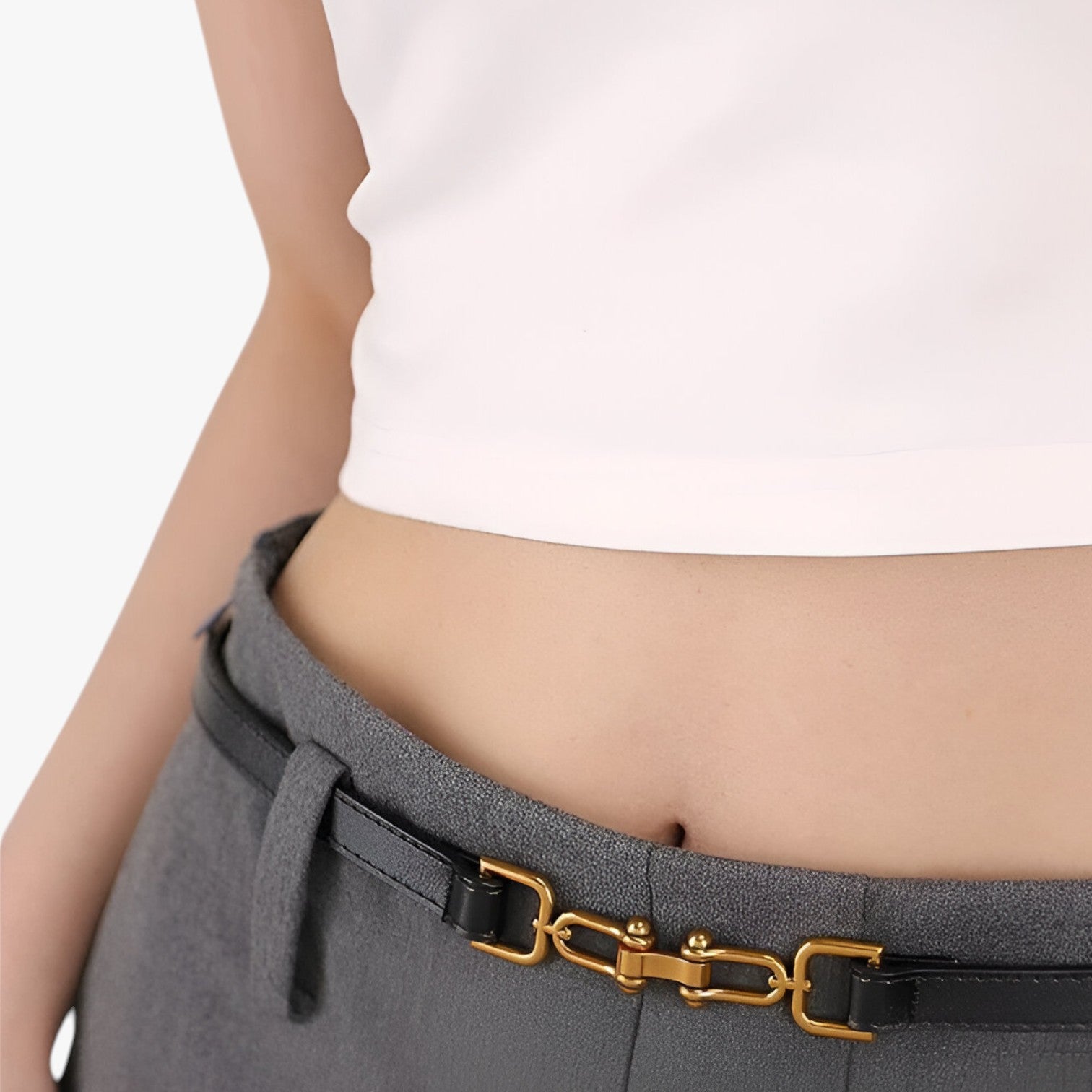 Cintura Sottile in Vera Pelle Nera da Donna Stile Coreano Elegante - - Belts cintura cintura sottile coreano pelle sottile stile waist belt for women Womens belt - Concept Palermo