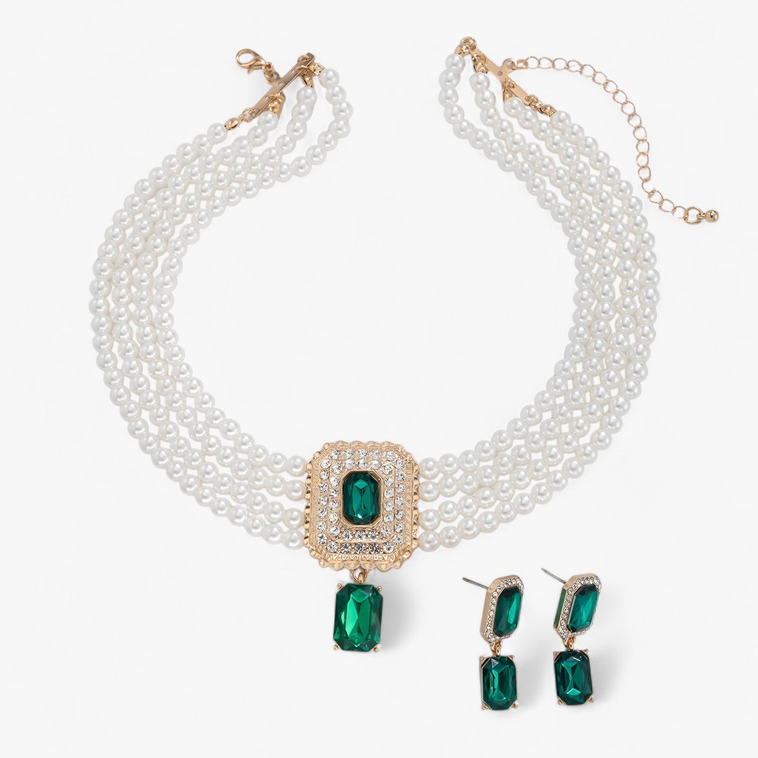 Eleganza Retro Lattaceo: Set di gioielli a più strati con perle per donne Lana Donna - Colore oro verde - Accessories Jewelry donna donne eleganza eleganza retro Gift Gifts for women gioielli jewelry lana lattaceo women - Concept Palermo