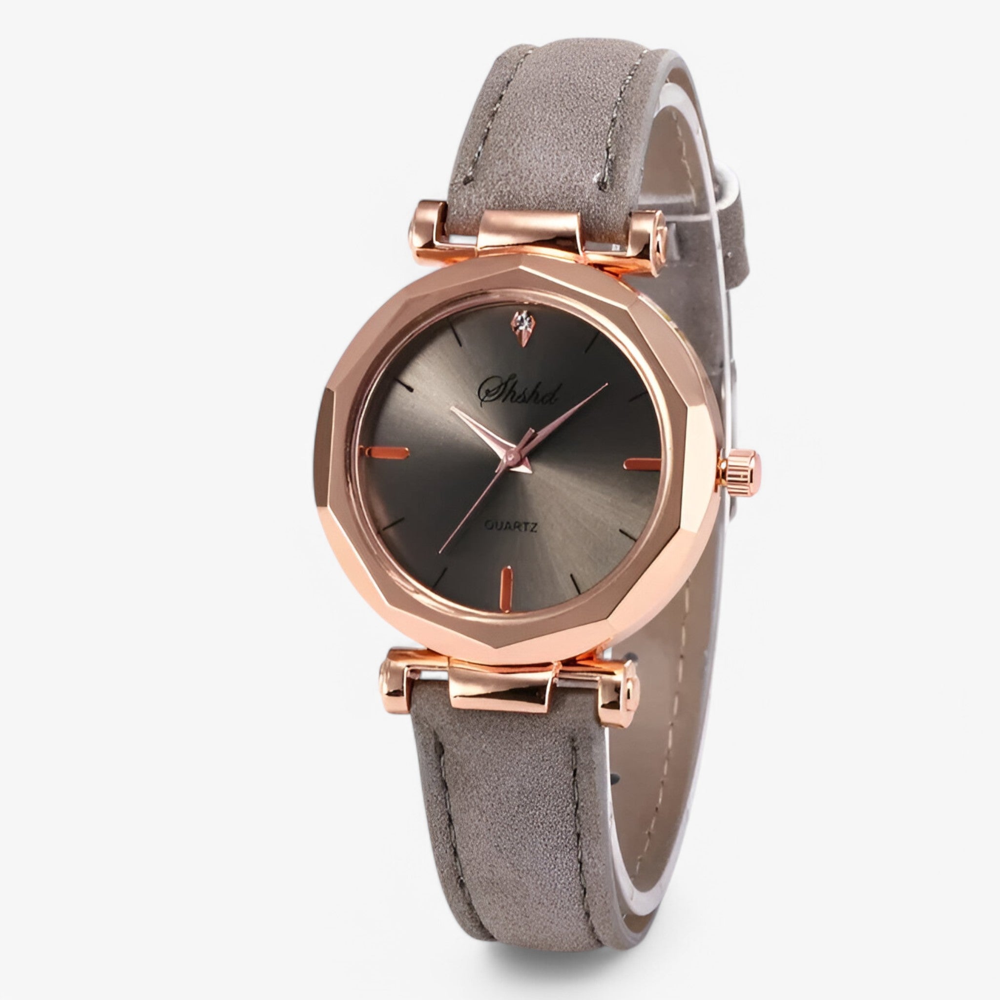 Orologio da donna in pelle con cristalli e movimento al quarzo - Grigio - cristalli donna female watch movimento orologio orologio donna pelle quarzo watch for women watches - Concept Palermo