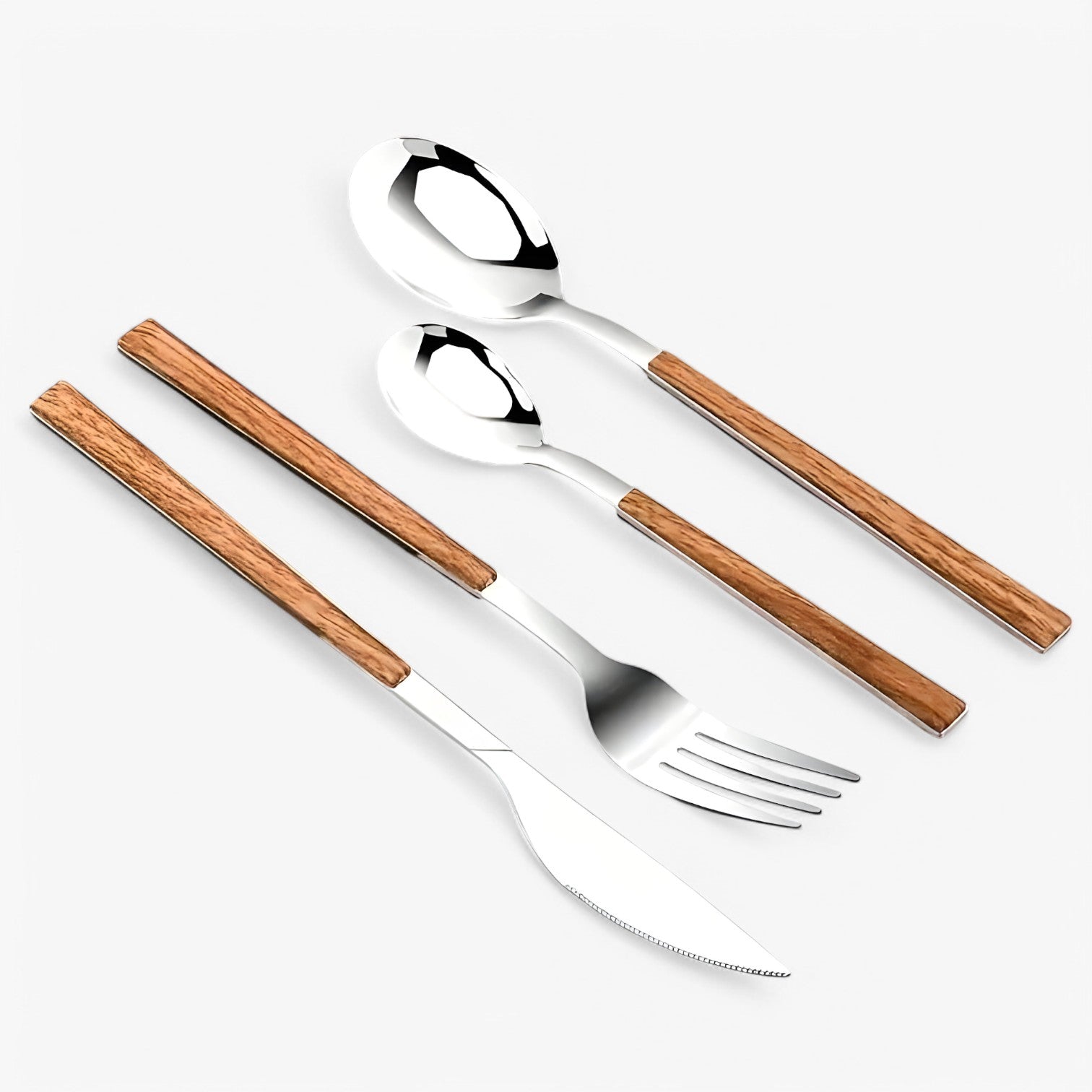 Set di Posate da 12 Pezzi – Manici in Legno, Lavabile in Lavastoviglie Acciaio - - acciaio Kitchen kitchen & dining kitchen accessory kitchen tools lavabile lavastoviglie legno manici pezzi posate - Concept Palermo