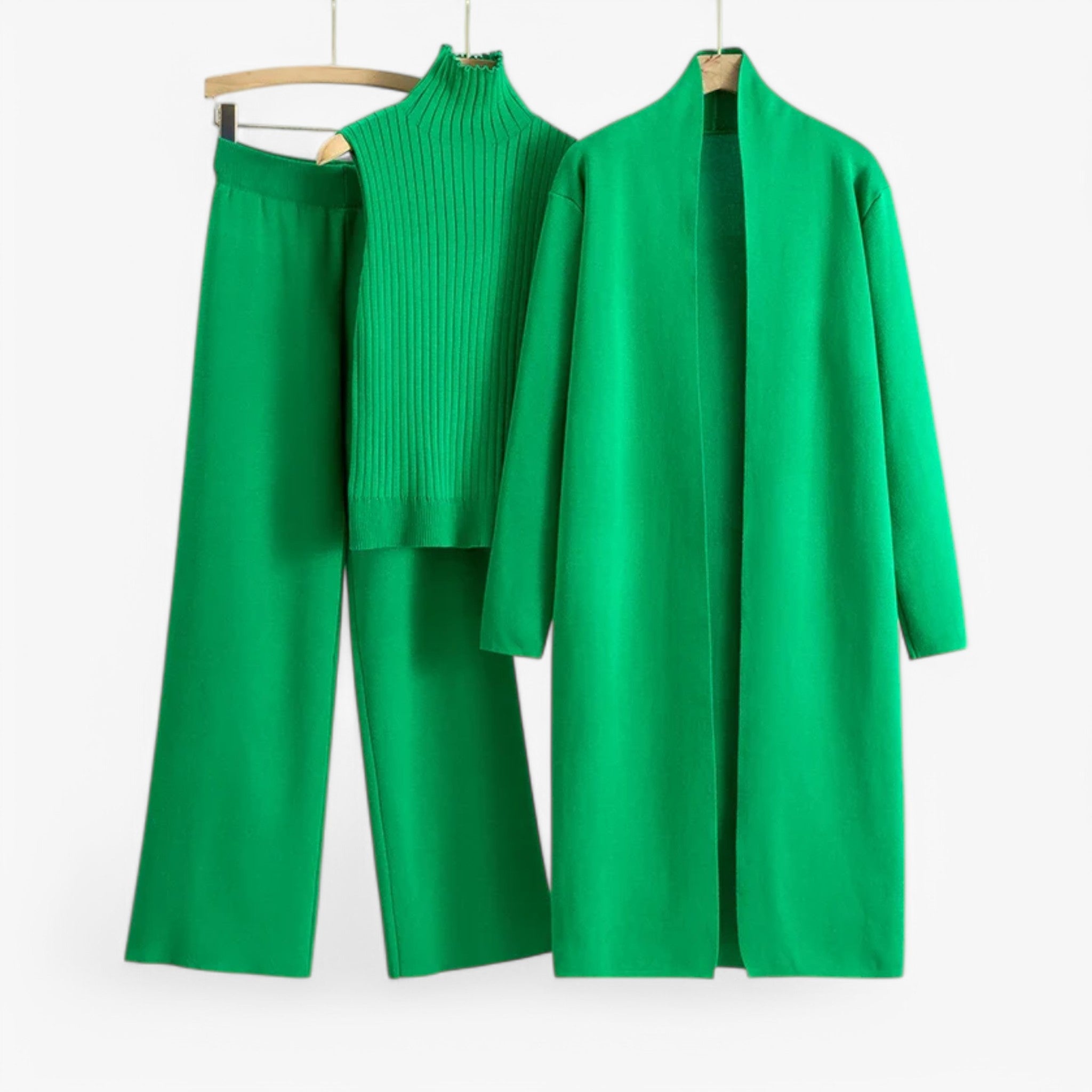 Set Maglieria Vintage 3 Pezzi Donna, Cardigan, Top e Gonna Lavorati a Maglia - Verde Una taglia - maglieria maglieria vintage outfit sets pezzi vintage - Concept Palermo