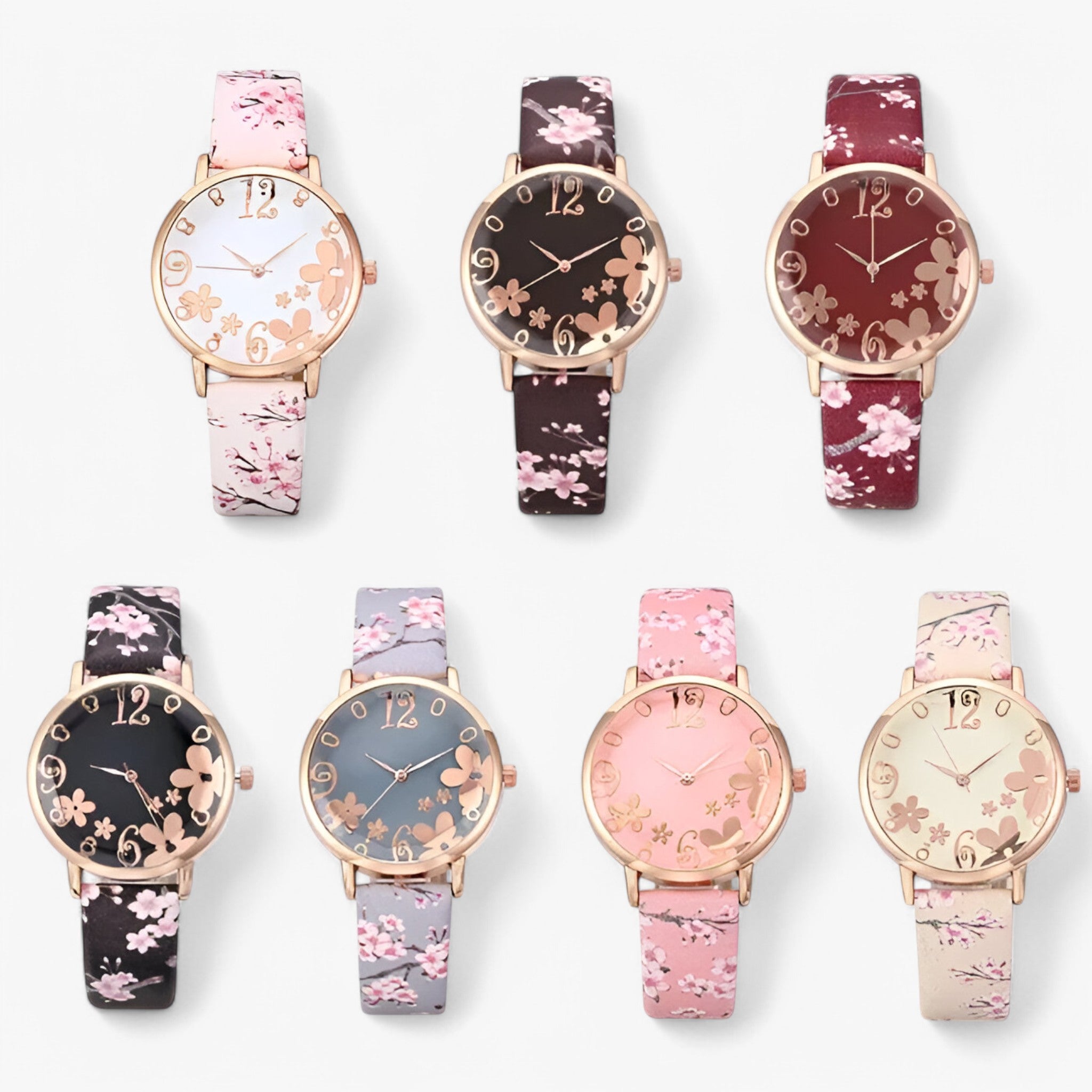 Orologio da donna in pelle con quadrante floreale e bracciale coordinato - - bracciale coordinato donna female watch floreale orologio orologio donna pelle quadrante watch for women - Concept Palermo
