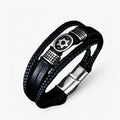 Pulsera de cuero en capas con cierre magnético hombre