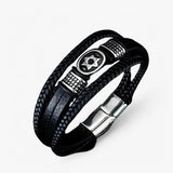 Gelaagde leren armband met magnetische sluiting voor heren
