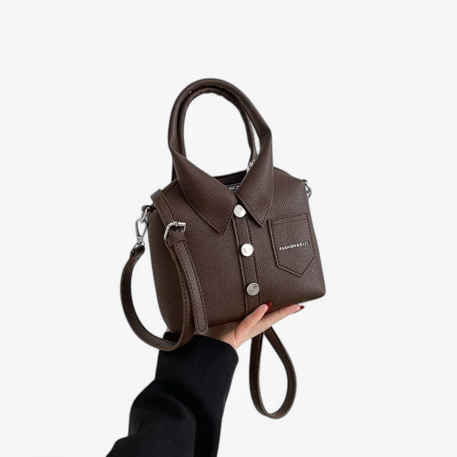 Borsa a Tracolla Donna Nera in PU Piccola Elegante per Sera e Giorno - Caffè - bag bags borsa borsa tracolla comodità compatta design donna handbags quotidiana women bag - Concept Palermo