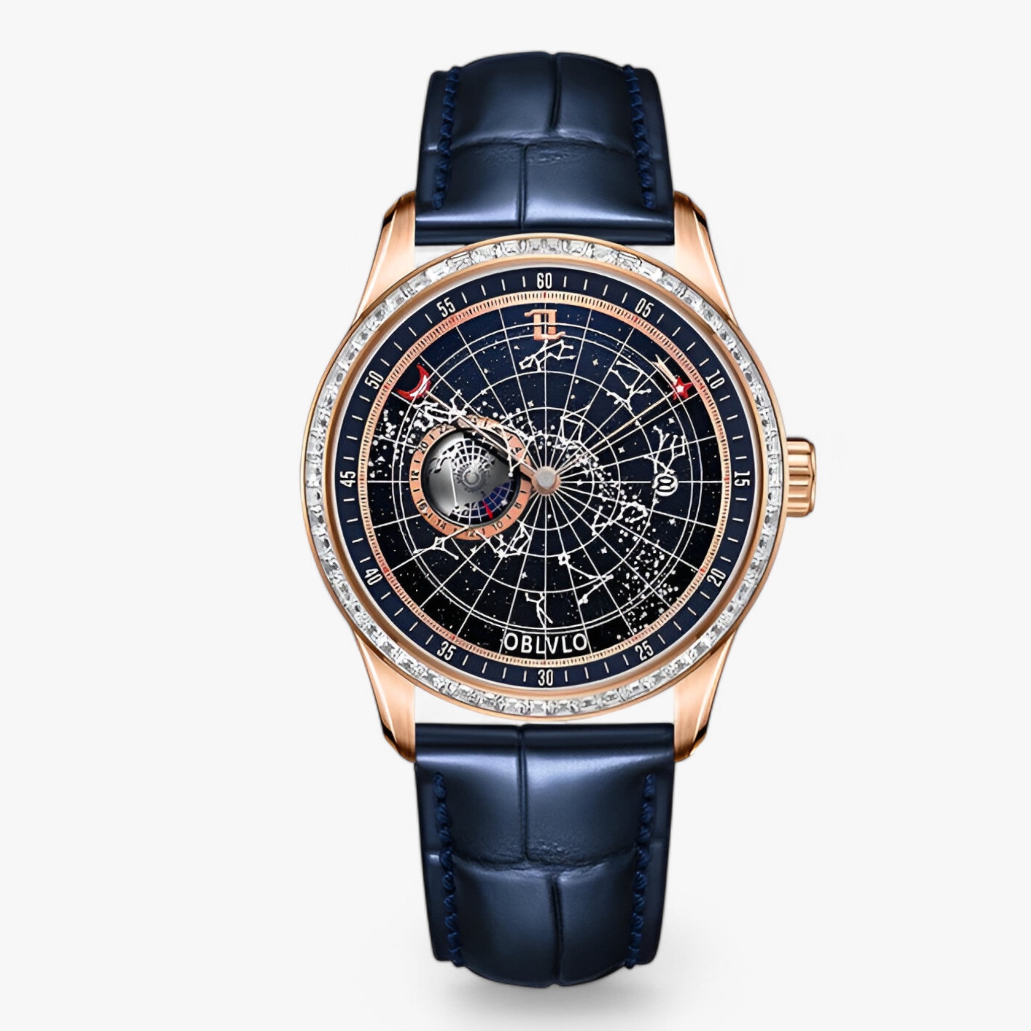 Orologio Automatico da Uomo di Lusso con Cinturino in Vera Pelle Marrone - blu oro - accessoires cinturino horloges meccanico orologio orologio meccanico pelle uomo watches - Concept Palermo