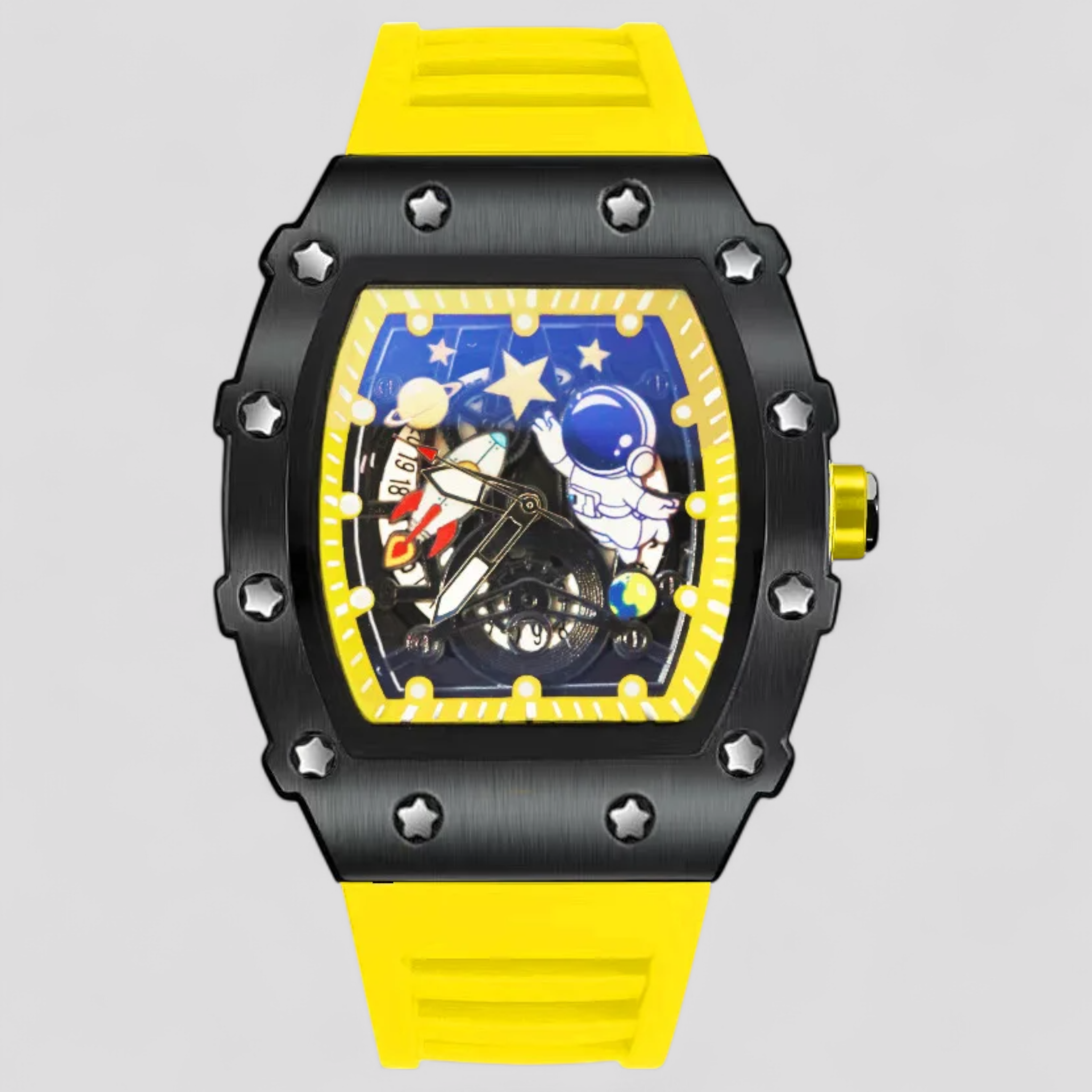 Orologio Meccanico Uomo Estivo Personalizzabile, Cassa Acciaio, Cinturino in Tessuto - Giallo - estivo meccanico orologio orologio meccanico personalizzato uomo watch for men watch for women watches WATCHES FOR MEN - Concept Palermo