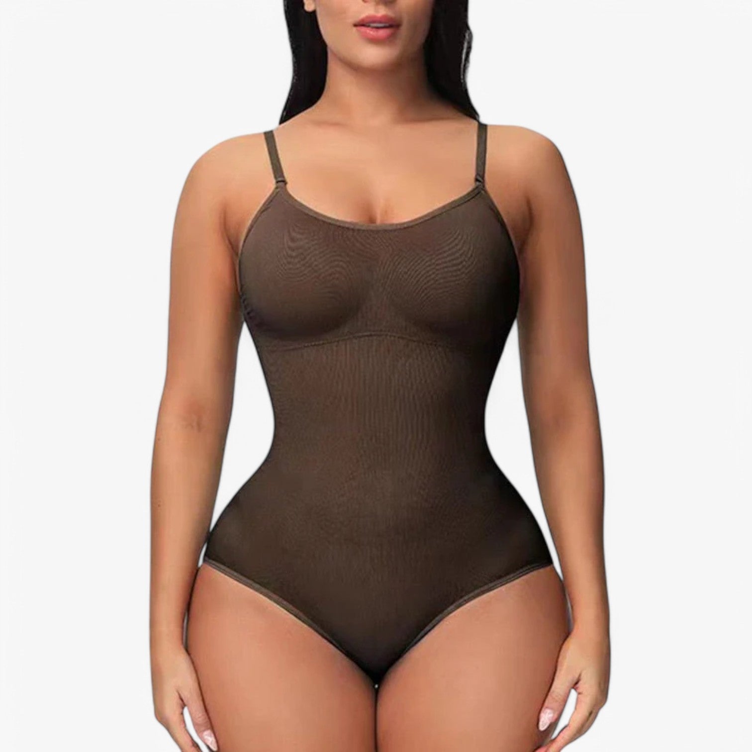 Body Modellante Microfibra Nero Scollo V Profondo - Marrone + marrone - body body modellante microfibra modellante profondo scollo shapewear™ 1+1 gratis - €25 women - Concept Palermo