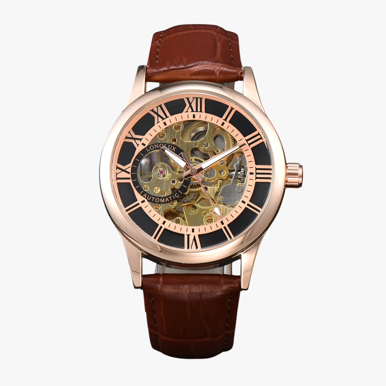 Orologio da Uomo Impermeabile in Vera Pelle Marrone, Elegante e Resistente - Oro rosa - impermeabile orologio orologio impermeabile pelle uomo watch watch for men watches WATCHES FOR MEN Wristwatch - Concept Palermo