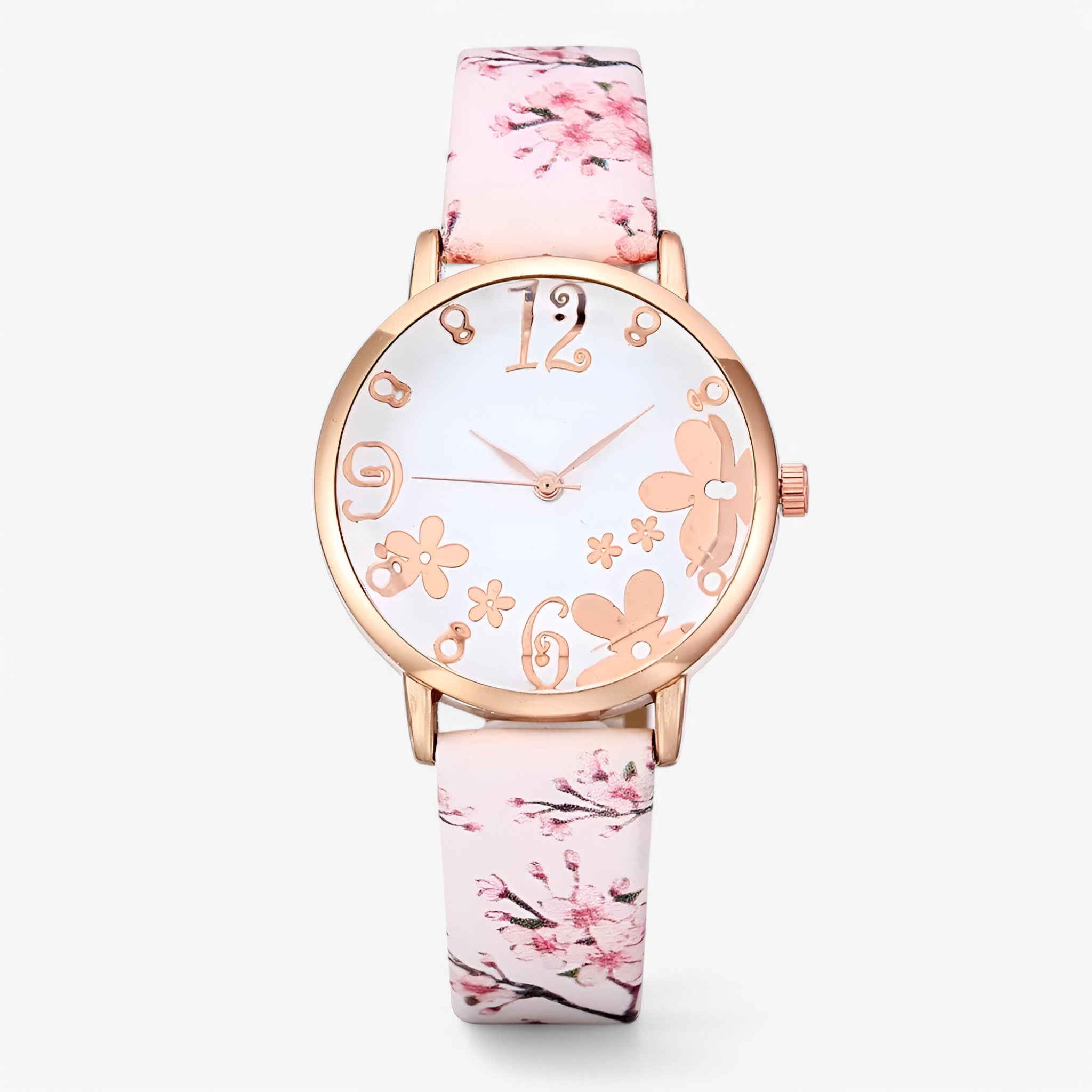 Orologio da donna in pelle con quadrante floreale e bracciale coordinato - Bianca - bracciale coordinato donna female watch floreale orologio orologio donna pelle quadrante watch for women - Concept Palermo