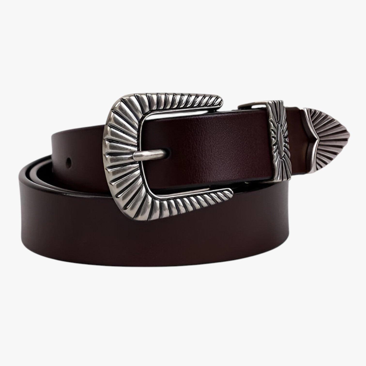 Cintura Western in Vera Pelle Marrone da Uomo per Jeans, Stile Cowboy con Fibbia Intagliata - caffè B 105cmx8.2cm - Belts cintura cintura western jeans pelle waist belt for women western Womens belt - Concept Palermo