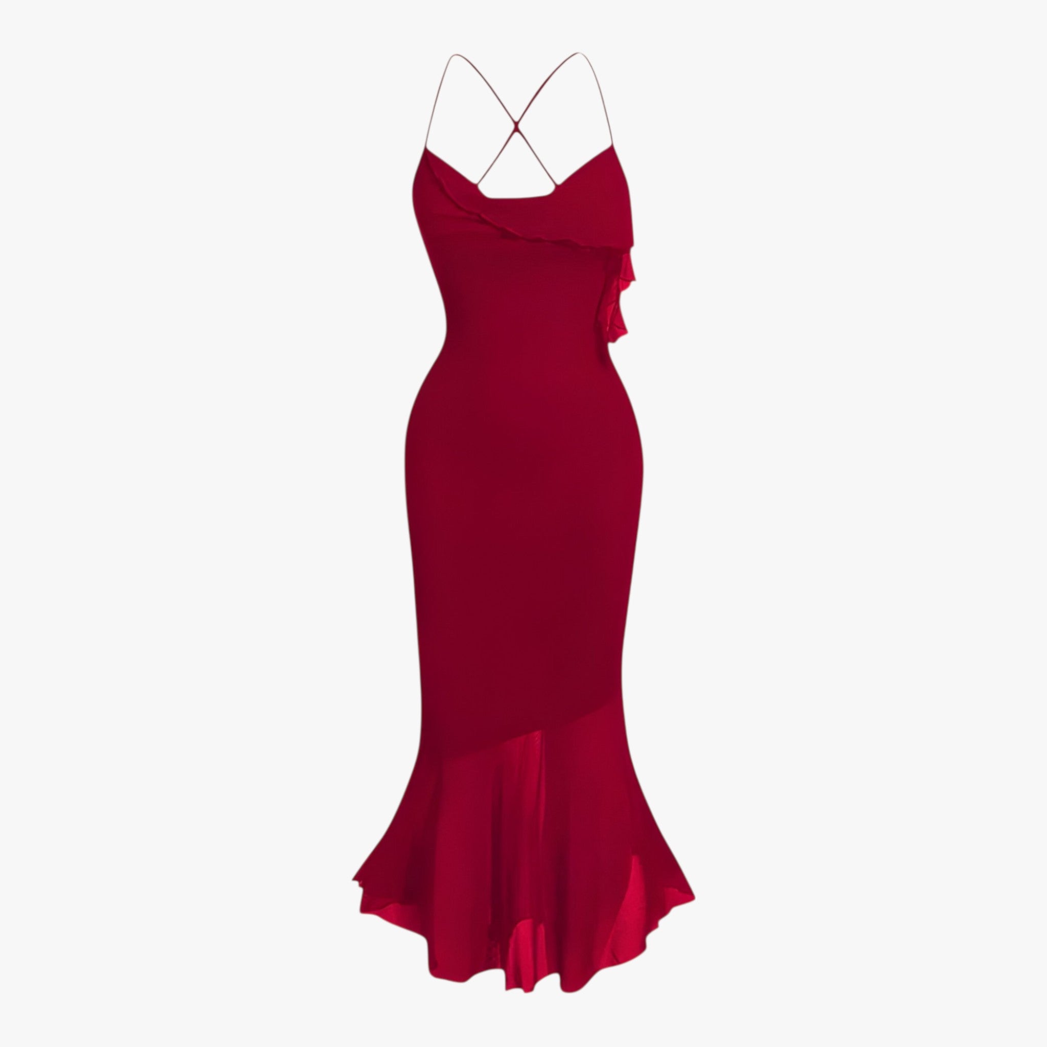 Abito drappeggiato midi - Senza tempo e seducente Donna - Rosso - abito abito drappeggiato donna drappeggiato dresses midi seducente tempo - Concept Palermo