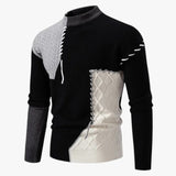 Heren color block trui, warme en moderne stijl voor de herfst