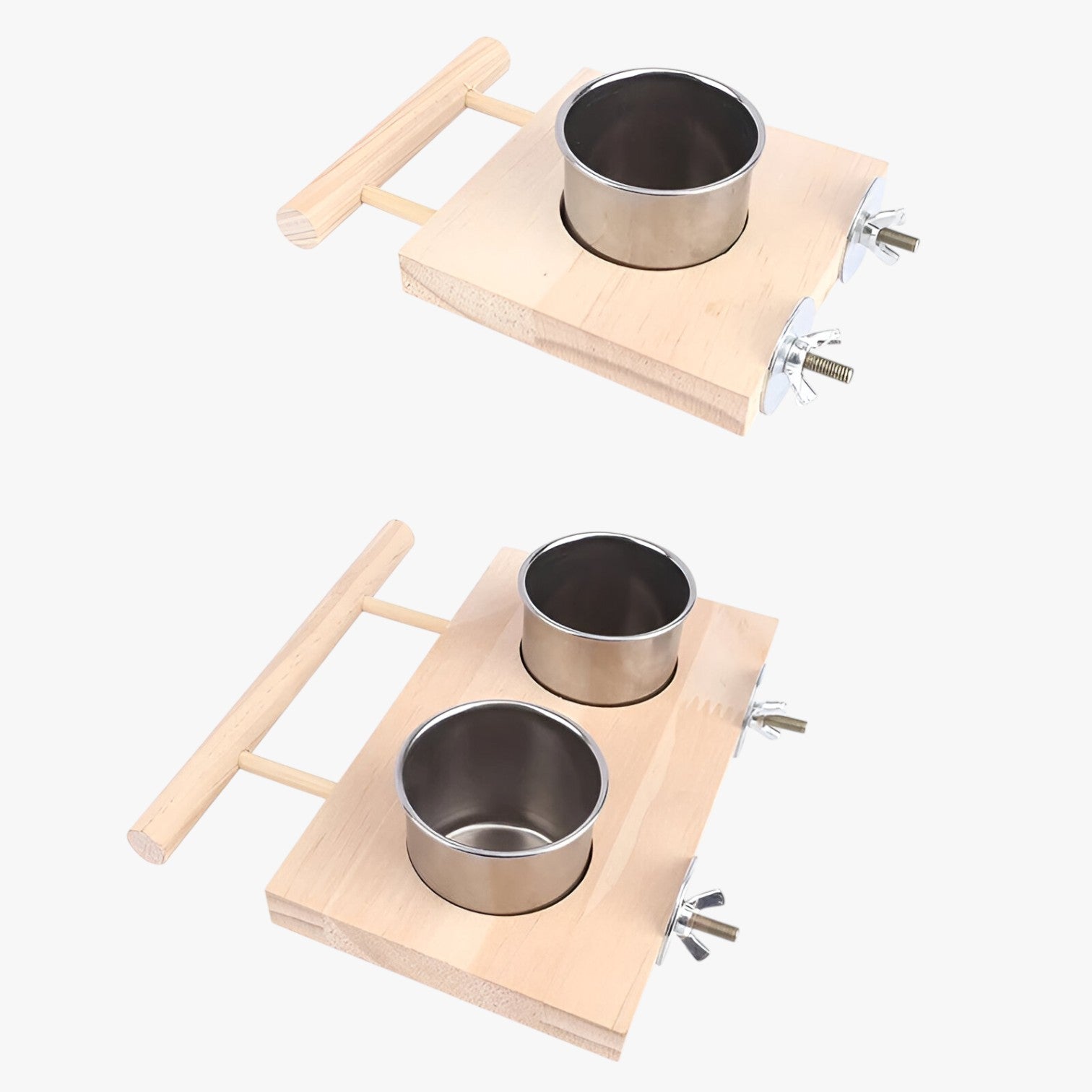 Ciotola in acciaio inox con asta per il posatoio – Robusta e igienica per ogni gabbia per uccelli Legno - - acciaio asta bird bird feeder birdproduct ciotola ciotola acciaio gabbia igienica inox legno - Concept Palermo