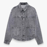 Effen denim damesjack, veelzijdig en elegant