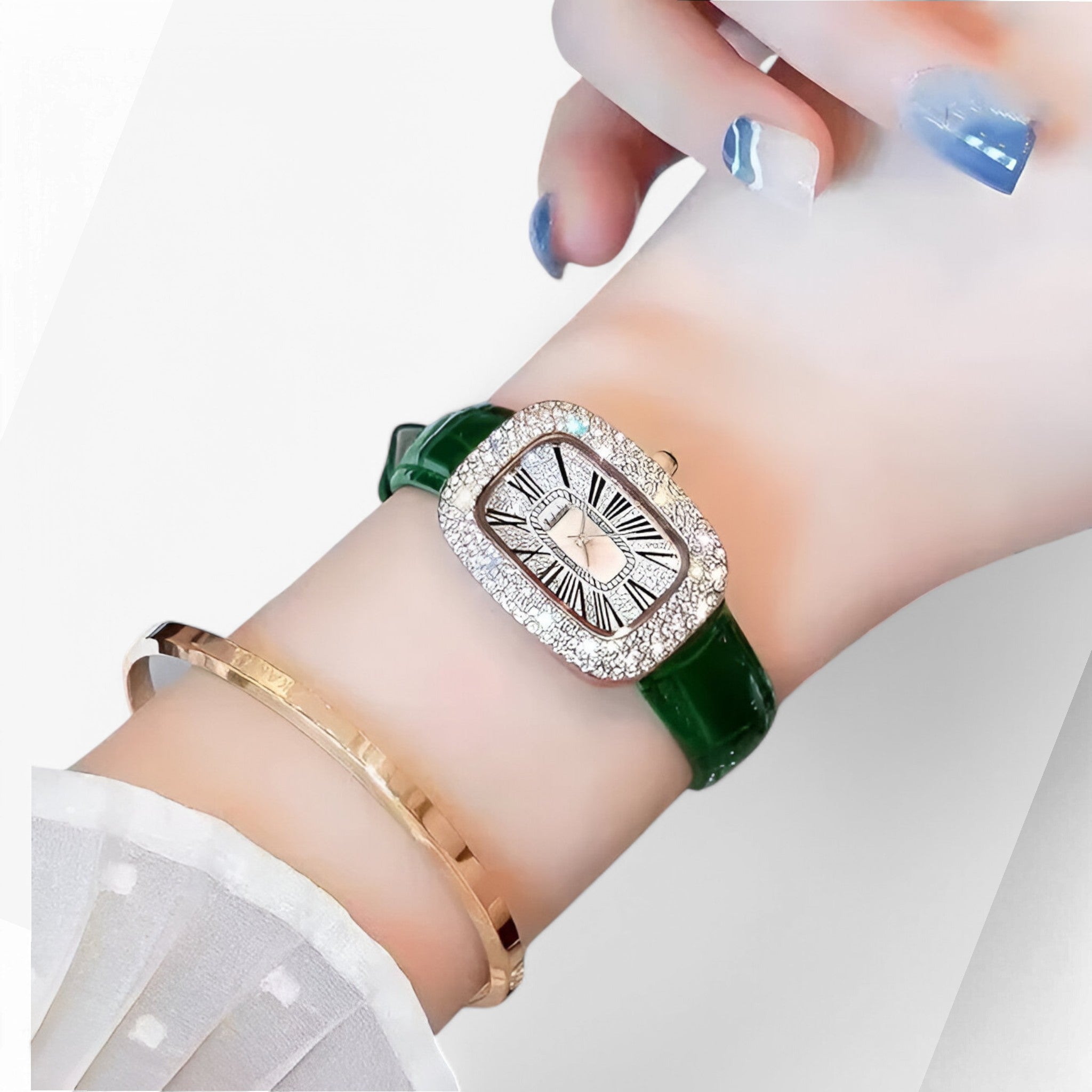 Orologio da donna verde in pelle con borchie decorative - - borchie decorative donna female watch orologio orologio donna pelle watch for women watches - Concept Palermo