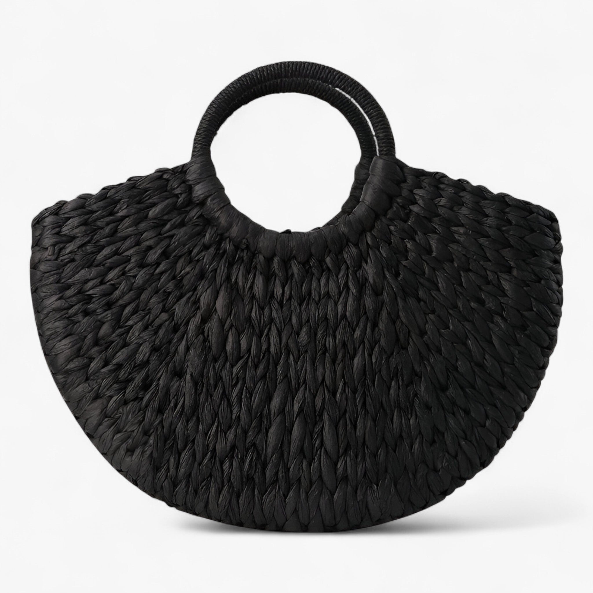 Borsa Donna Grande Beige Paglia Intrecciata con Manici in Pelle PU e Zip - Nero - borsa borsa finta donna finta intrecciata paglia valentina | borsa in finta paglia intrecciata - €25 - Concept Palermo