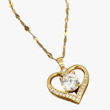 Hartketting met edelstenen, vrouwelijke elegantie en comfortabel goudkleurig siliconen