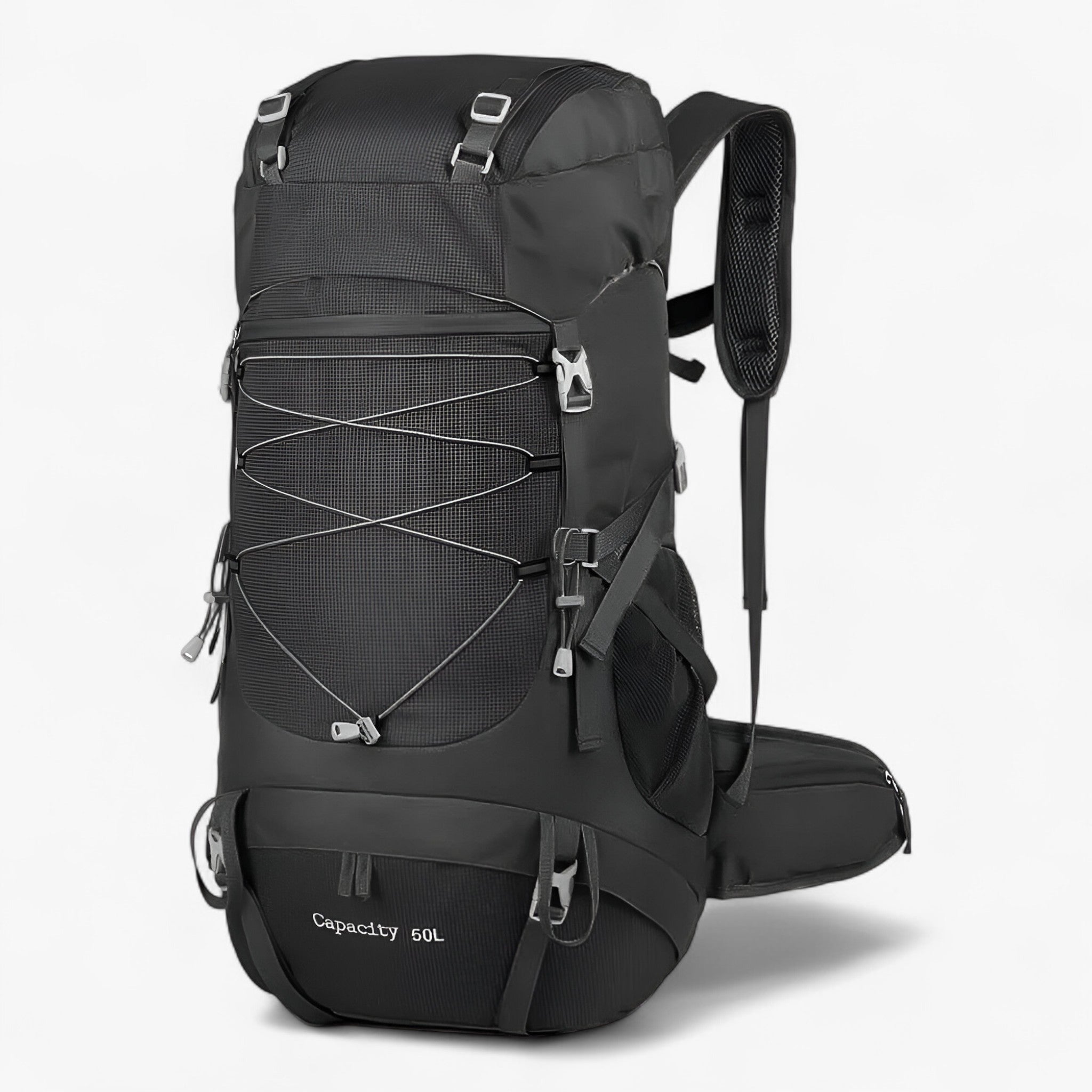 Zaino da trekking 50L in nylon impermeabile per viaggi avventurosi - Nero - 50L backpacks avventurosi Backpacks bags hiking backpacks impermeabile nylon trekking viaggi zaino zaino trekking - Concept Palermo