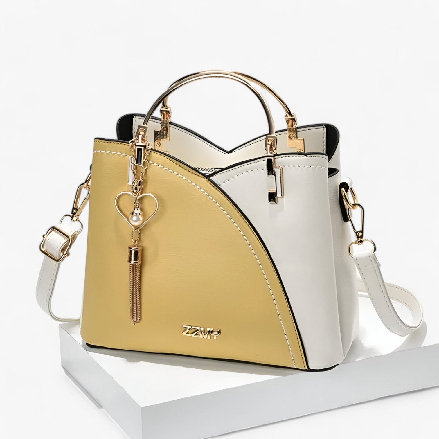 Borsa a Tracolla Donna in Vera Pelle Italiana, Elegante e Versatile, Colori Moda - Giallo - alla bag bags borsa borsa tracolla colori donna Gift Gifts for women moda pelle Shoulder Bags women womens fashion - Concept Palermo