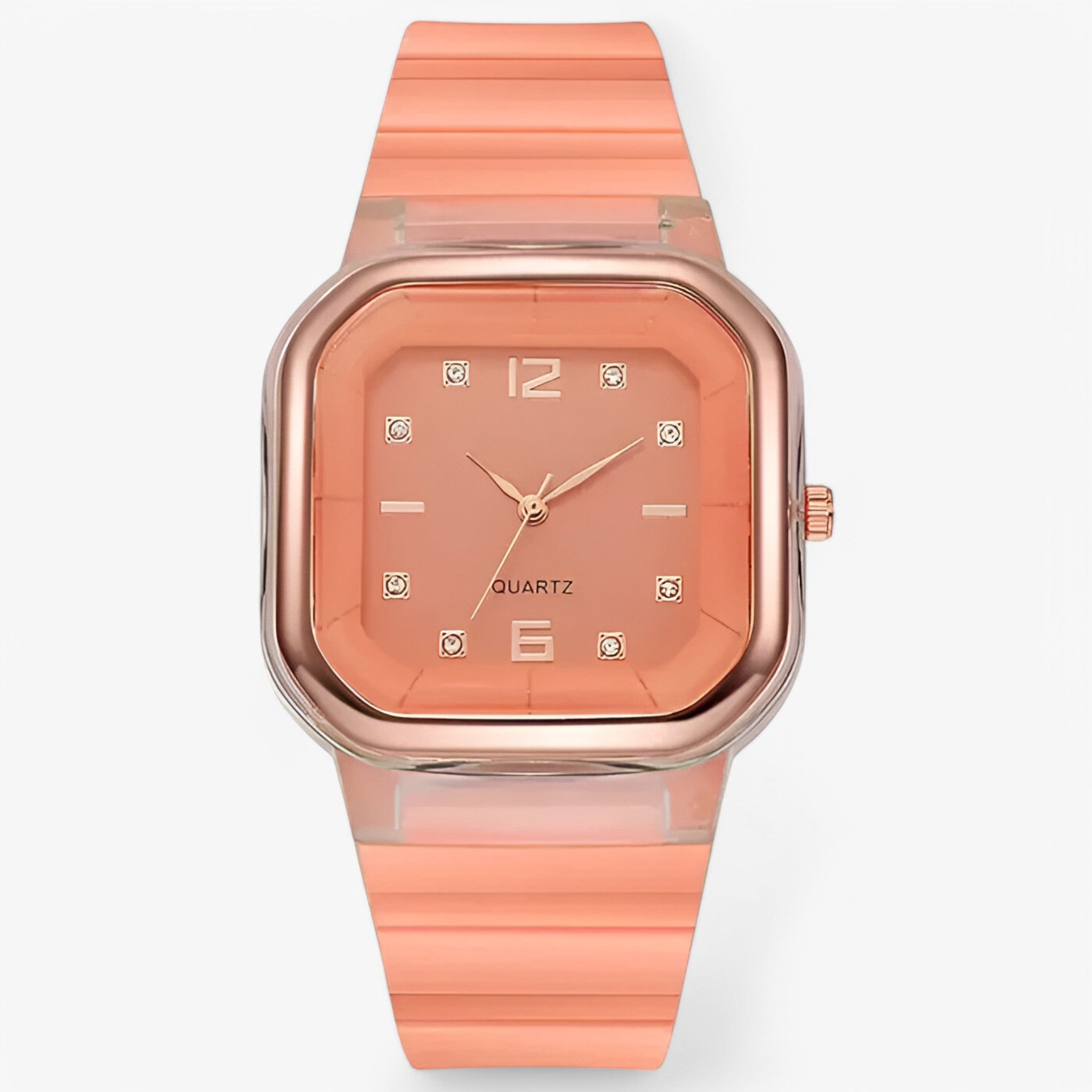 Orologio da donna in silicone con quadrante grande e dettagli strass - arancia - dettagli donna female watch orologio orologio donna quadrante silicone strass watch for women watches - Concept Palermo