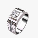 Zilveren ring met fonkelende kristallen voor heren  