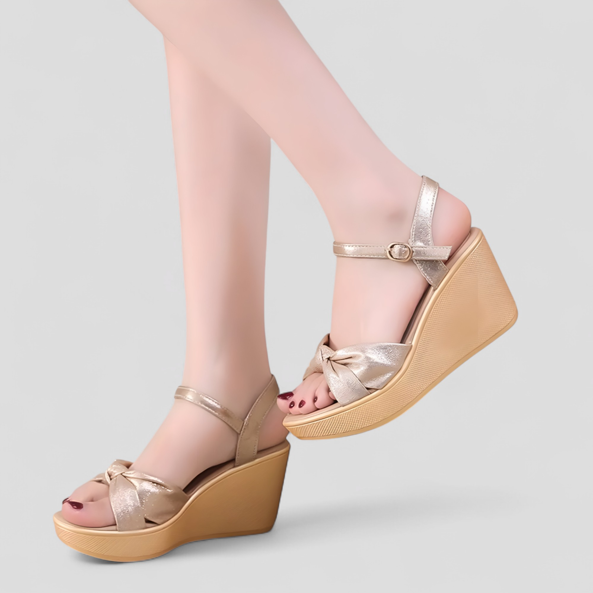 Sandali plateau da donna con dettaglio a ginocchio e tacco a cono - - breathable sandals casual sandals cono dettaglio donna elegant sandals fashion sandals ginocchio must-have sandals plateau sandali sandali plateau sandals walking sandals - Concept Palermo