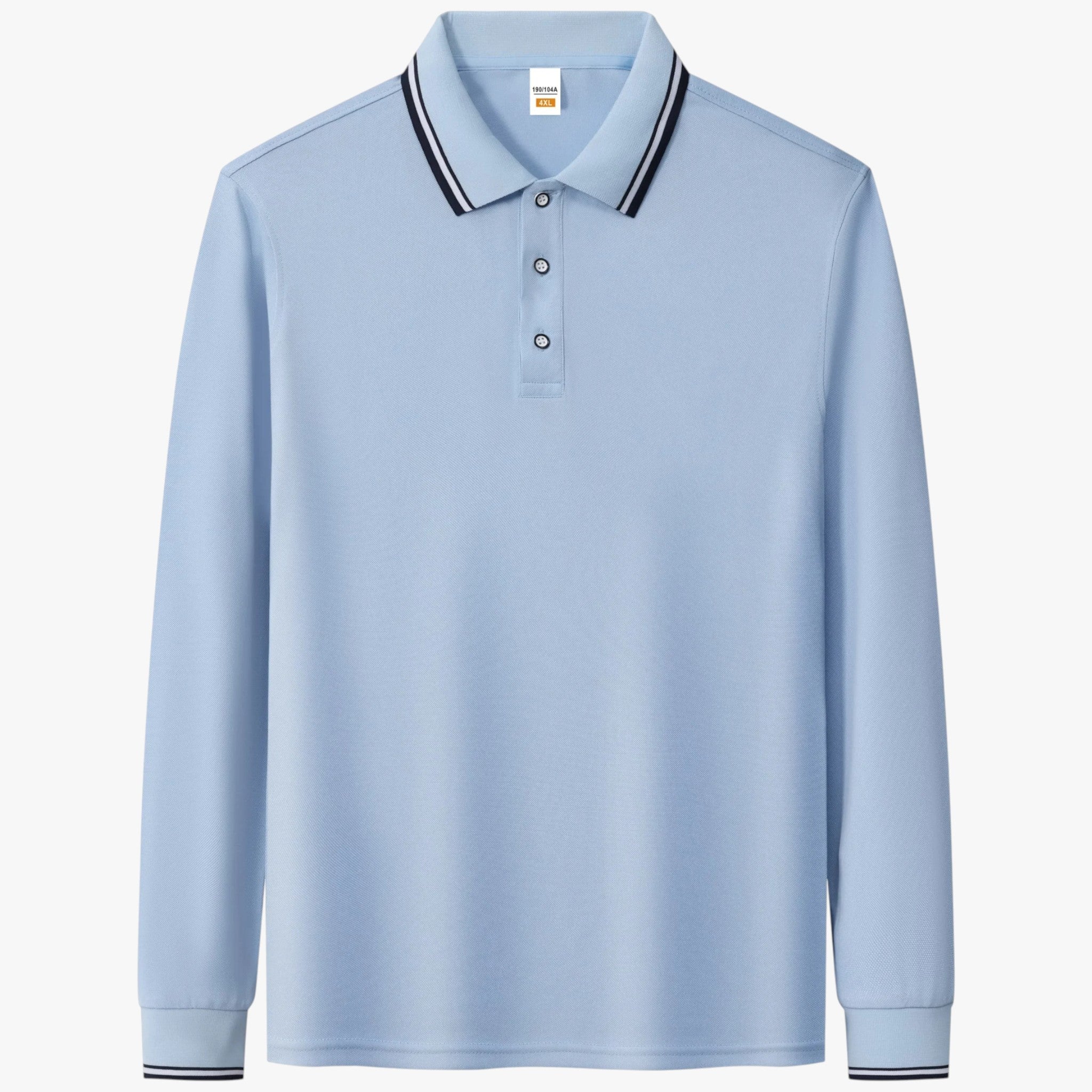 Maglietta Polo da Uomo a Maniche Lunghe - Celeste - lunghe maglietta maglietta polo maniche men's sweater polo uomo - Concept Palermo